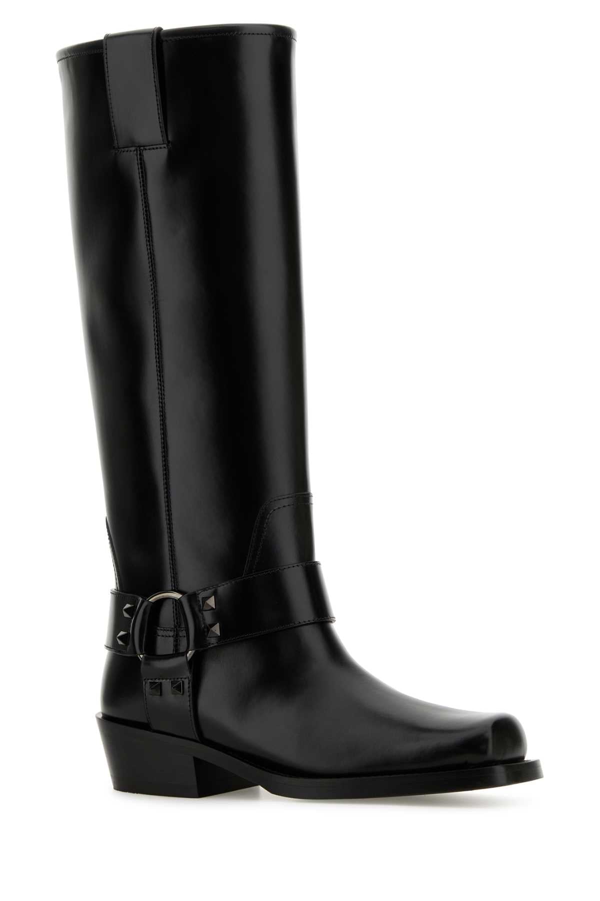VALENTINO GARAVANI Biker Rockstud Mini Leather Boots