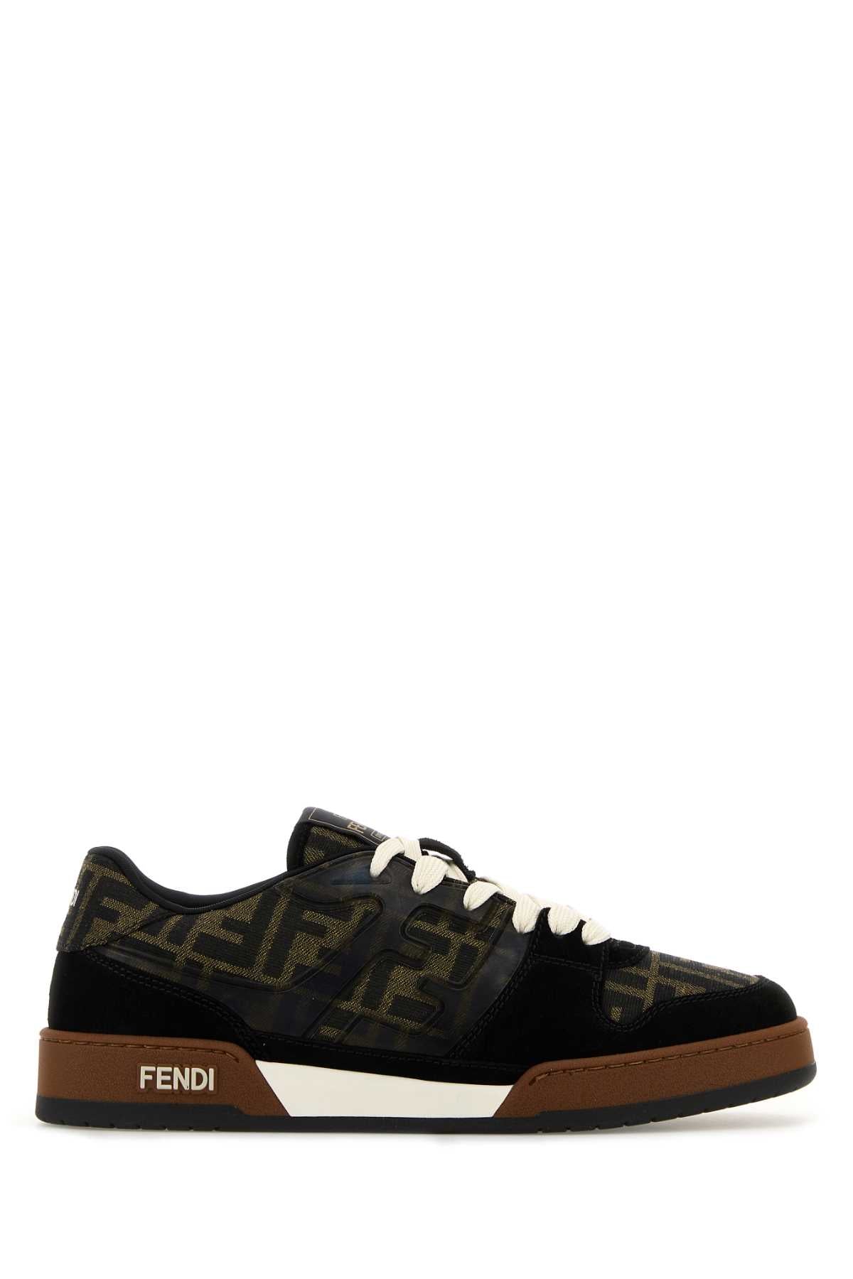 FENDI Embroidered Canvas and Leather Match Sneaker