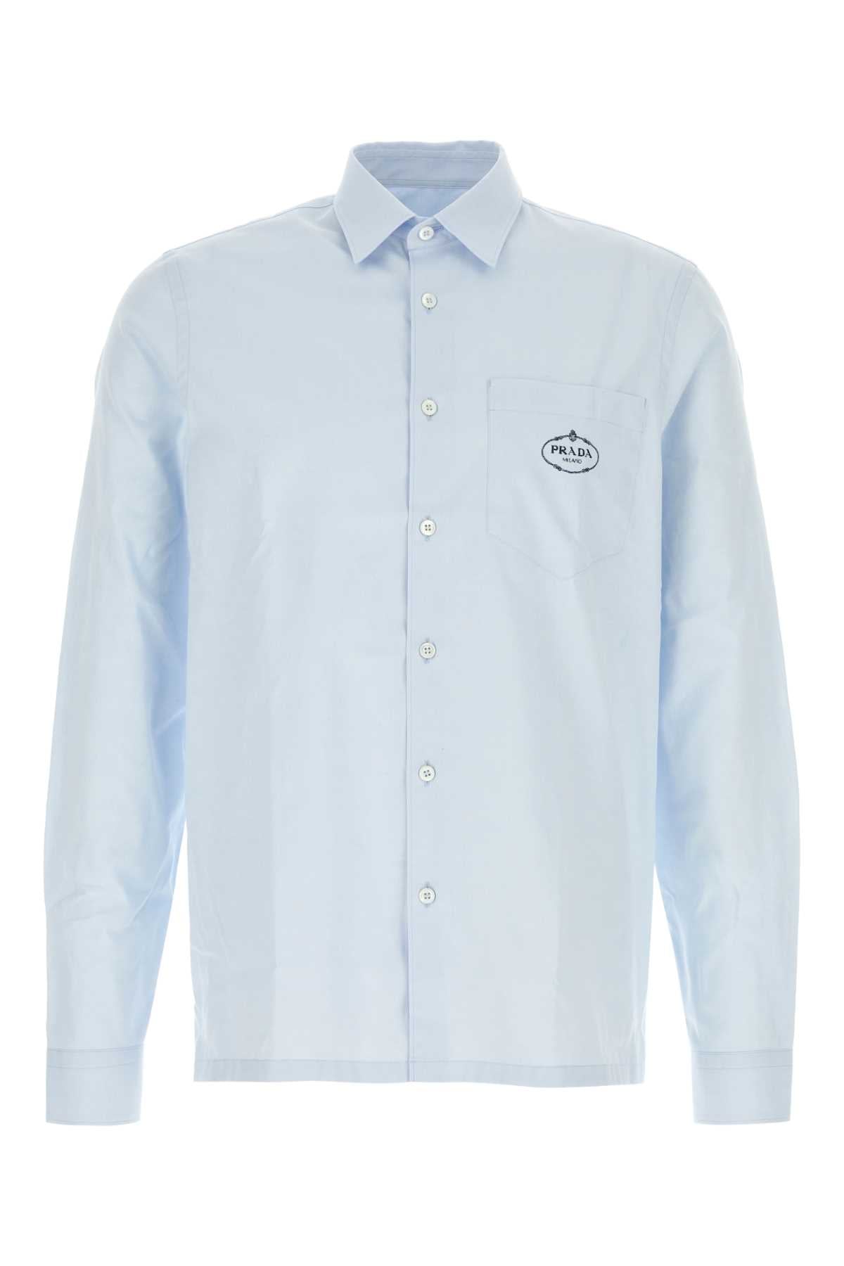 PRADA Light Blue Poplin Mini Shirt for Men