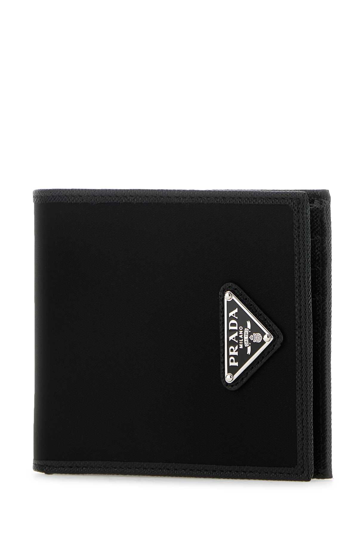 PRADA Sleek Fabric and Leather Mini Wallet - 11 cm x 9.5 cm x 1.5 cm