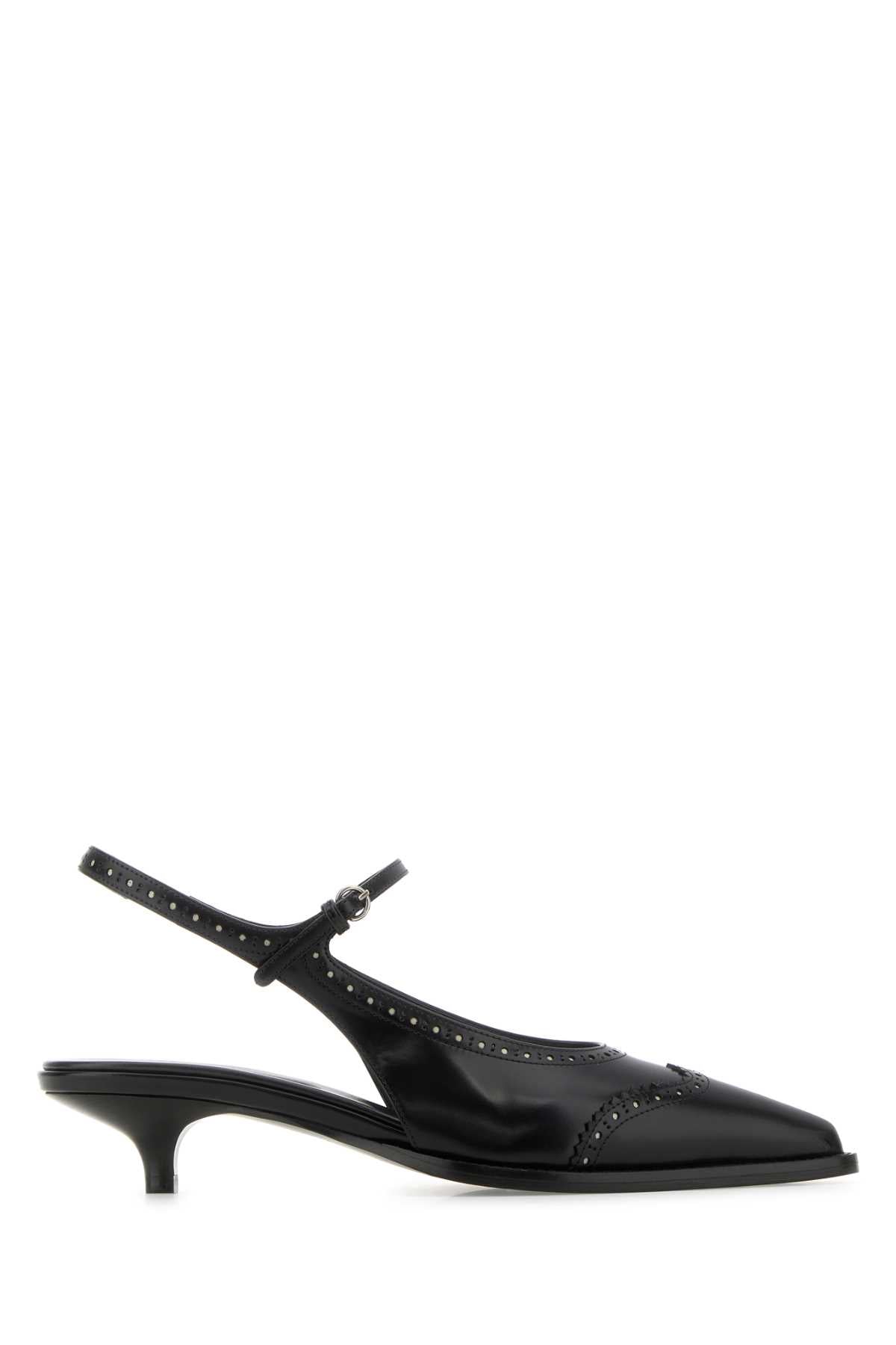 MIU MIU Stylish Leather Brogue Pumps with 3.5 cm Heel