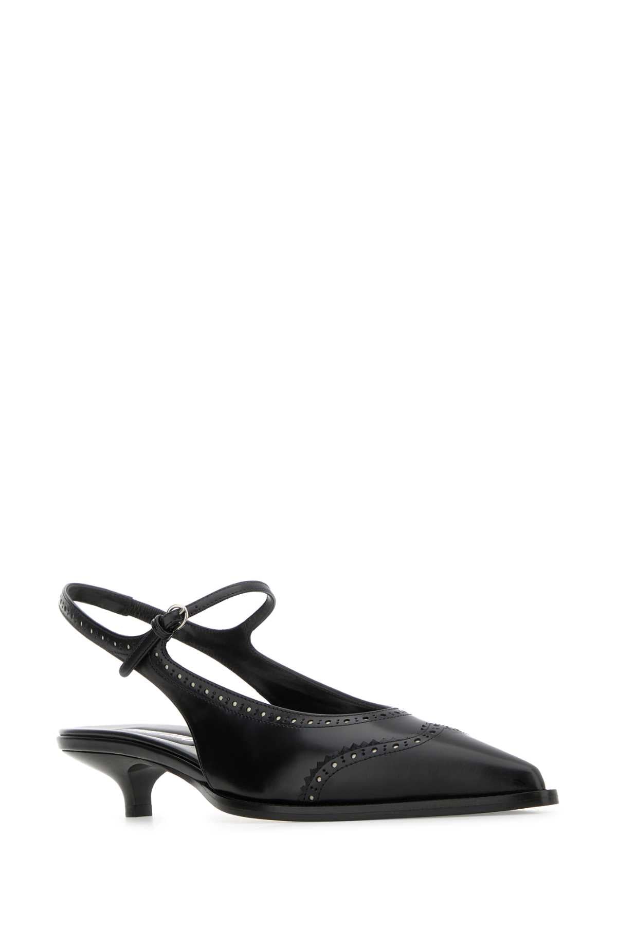 MIU MIU Stylish Leather Brogue Pumps with 3.5 cm Heel