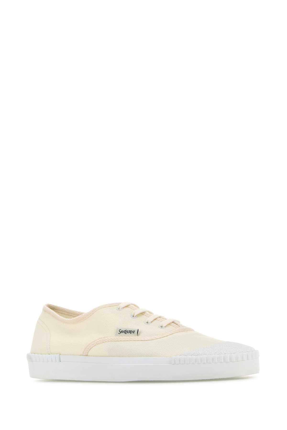 SAINT LAURENT Men's Ivory Canvas Wes Sneakers