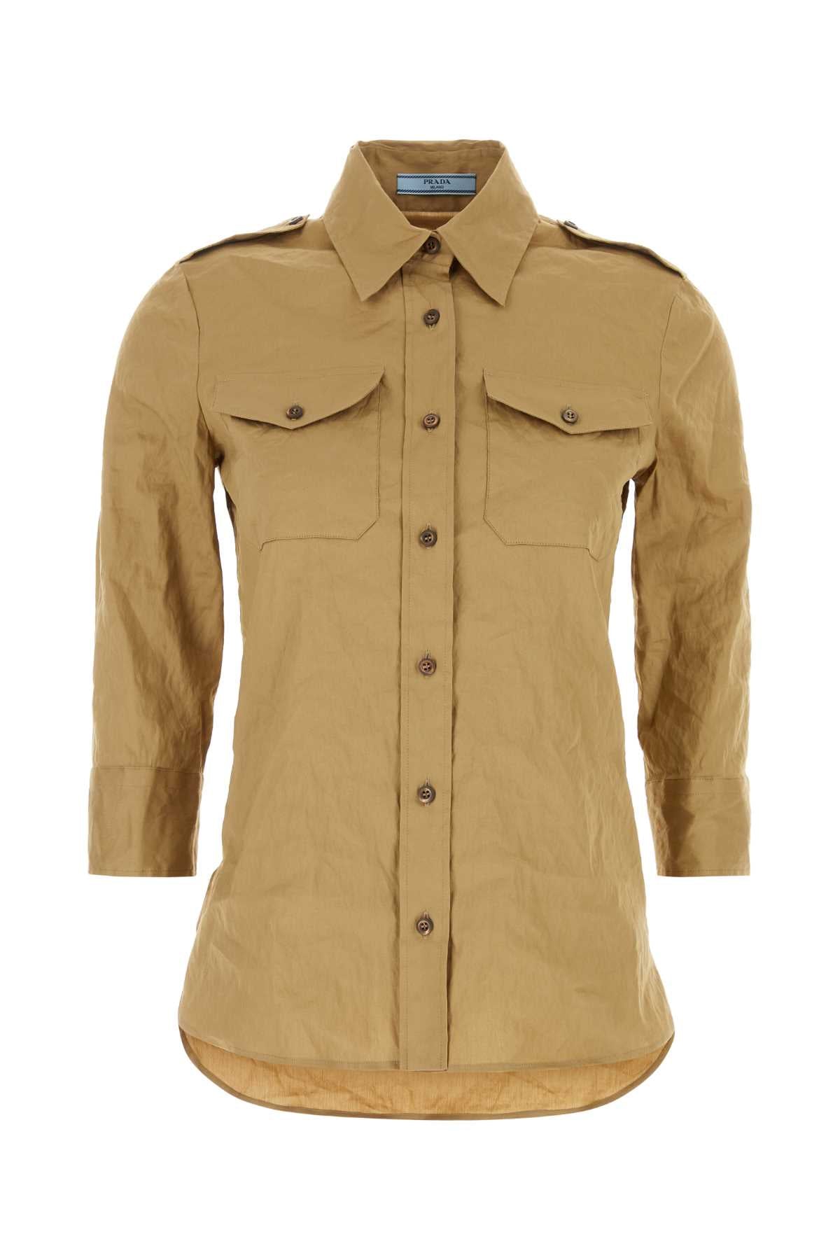 PRADA Camel Stretch Poplin Shirt