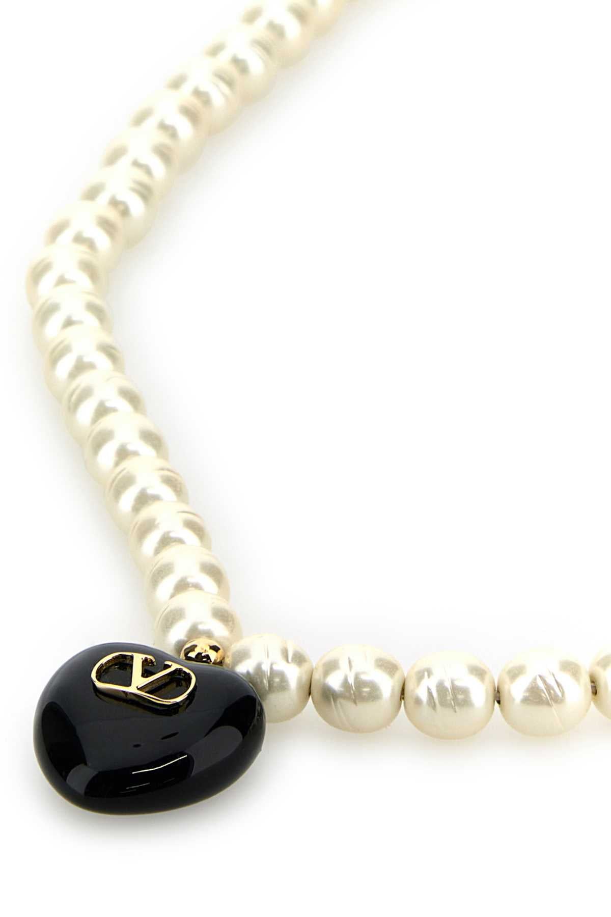 VALENTINO GARAVANI Ivory Pearls Coeur Royal Necklace - 85 cm