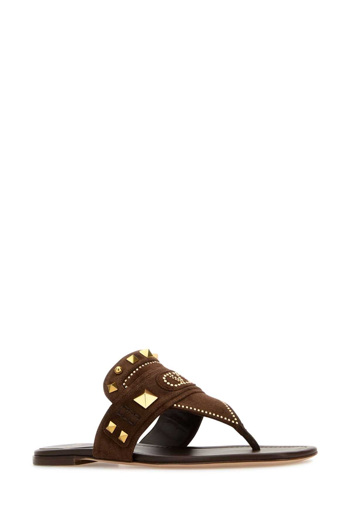 VALENTINO GARAVANI Suede Plaster Caster Thong Slippers