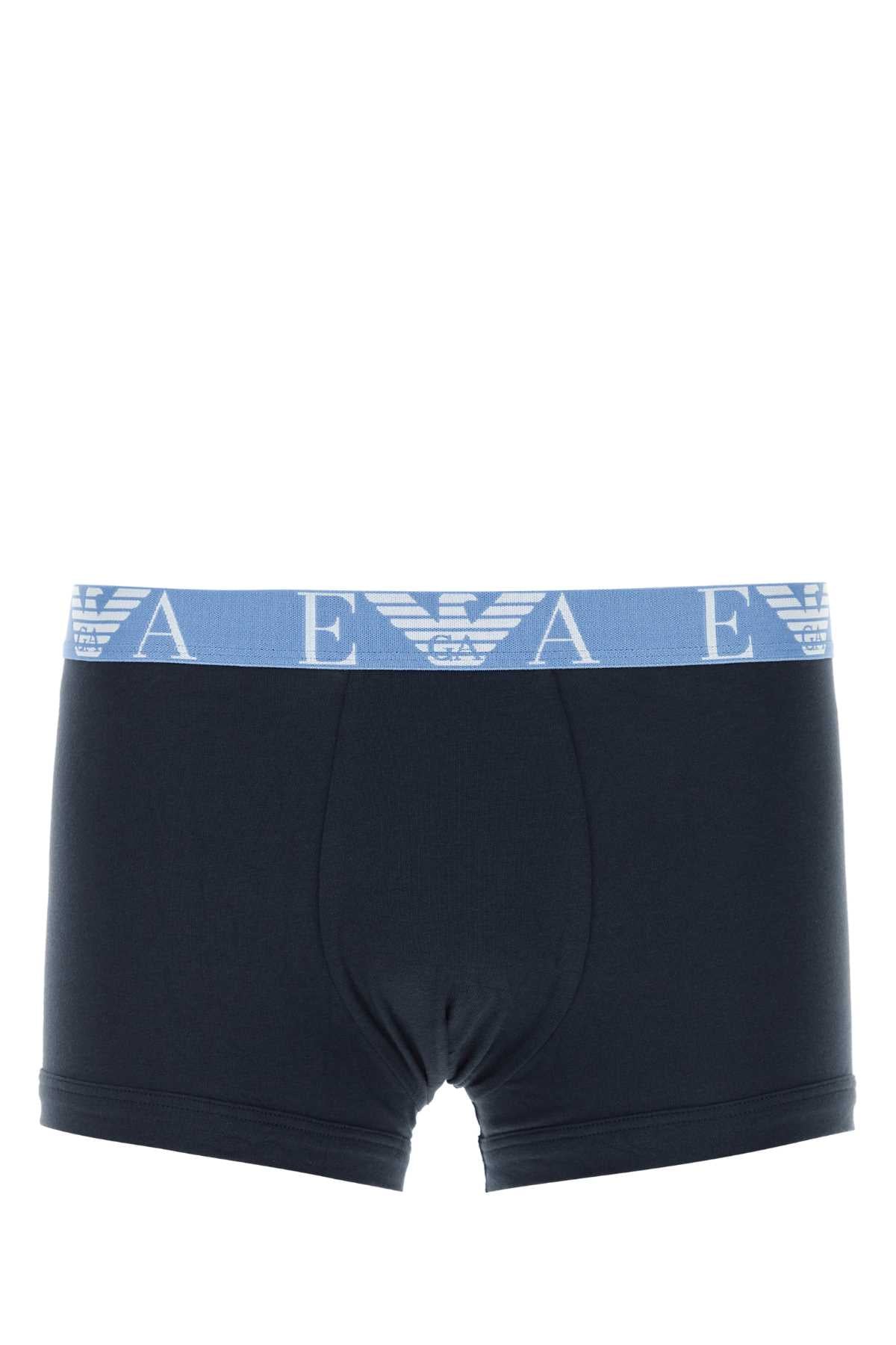 EMPORIO ARMANI Dark Blue Stretch Cotton Boxer Set - Men's Mini Size