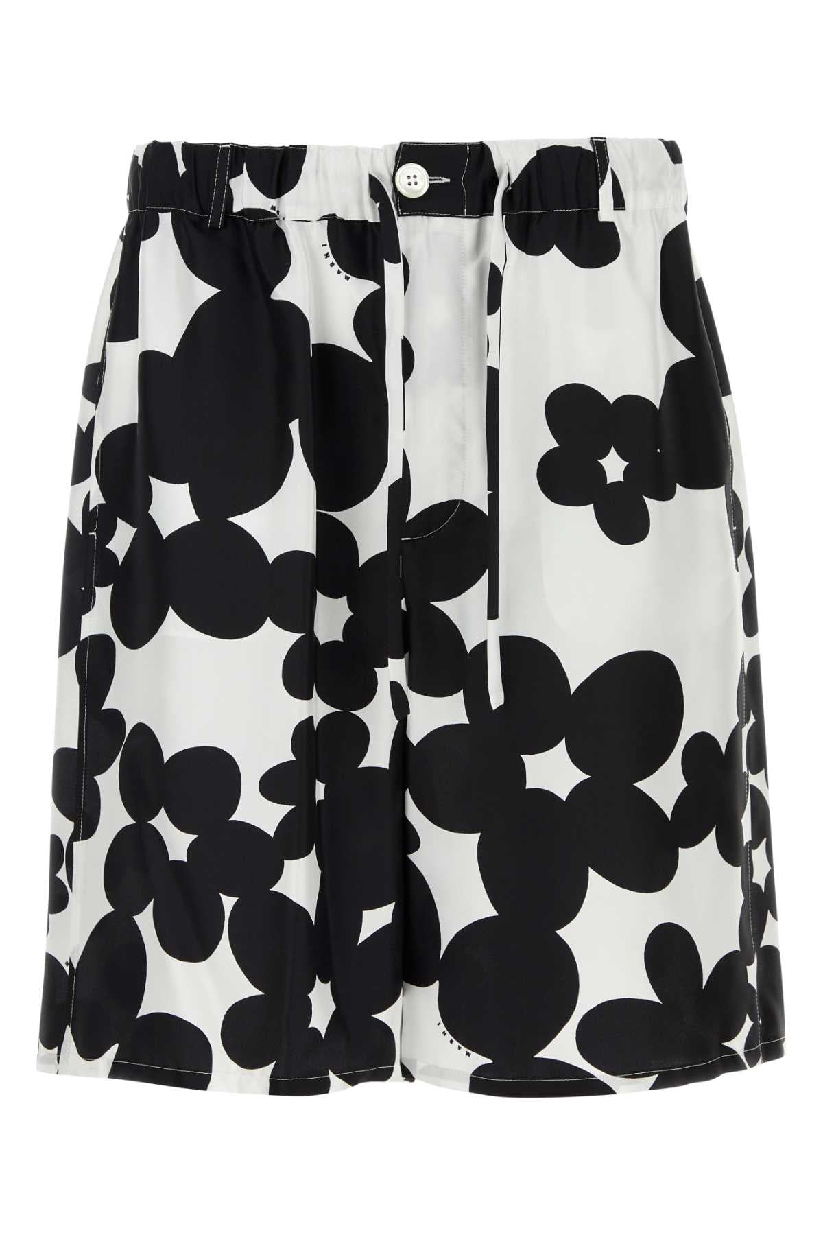MARNI Floral Printed Silk Bermuda Shorts