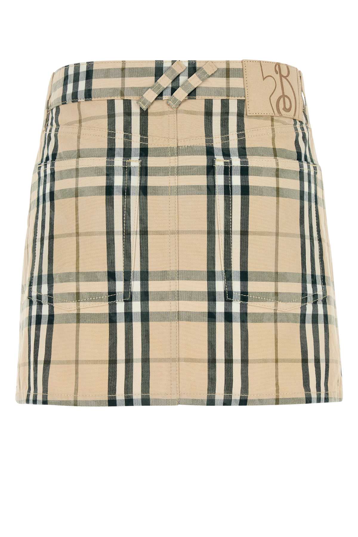 BURBERRY Fashionable Embroidered Denim Mini Skirt