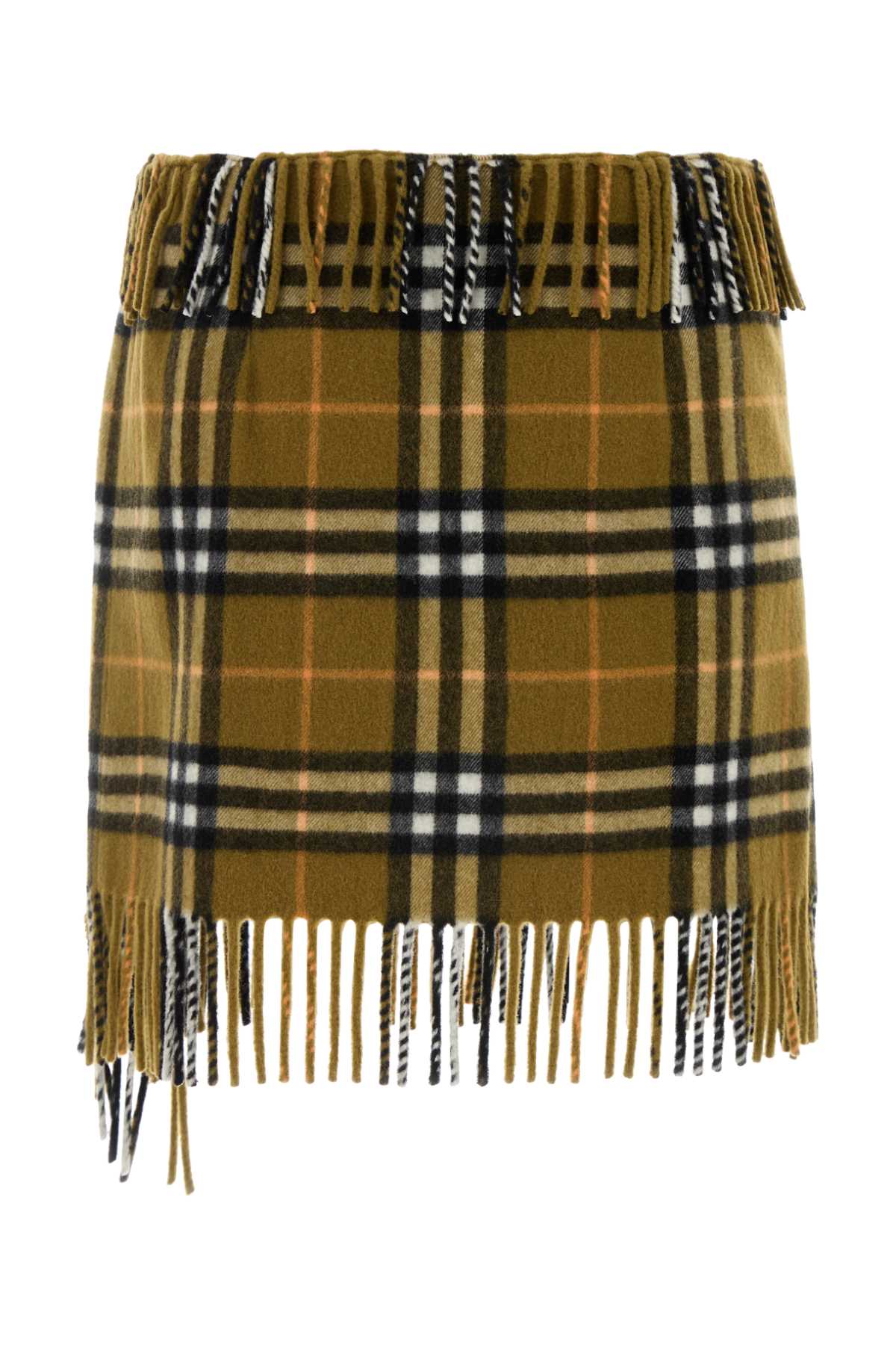BURBERRY Embroidered Wool Blend Mini Skirt