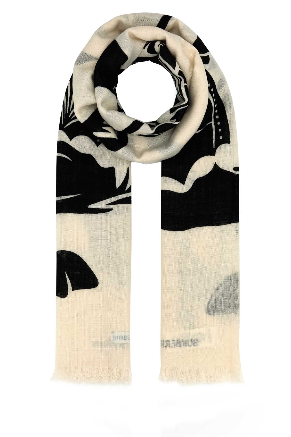 BURBERRY Embroidered Wool Scarf - 200 cm x 70 cm
