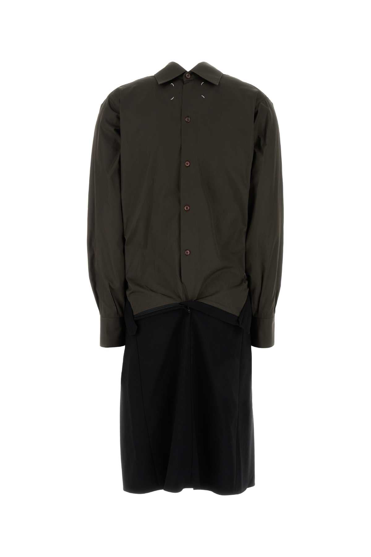 MAISON MARGIELA Two-tone Poplin and Wool Shirt Dress