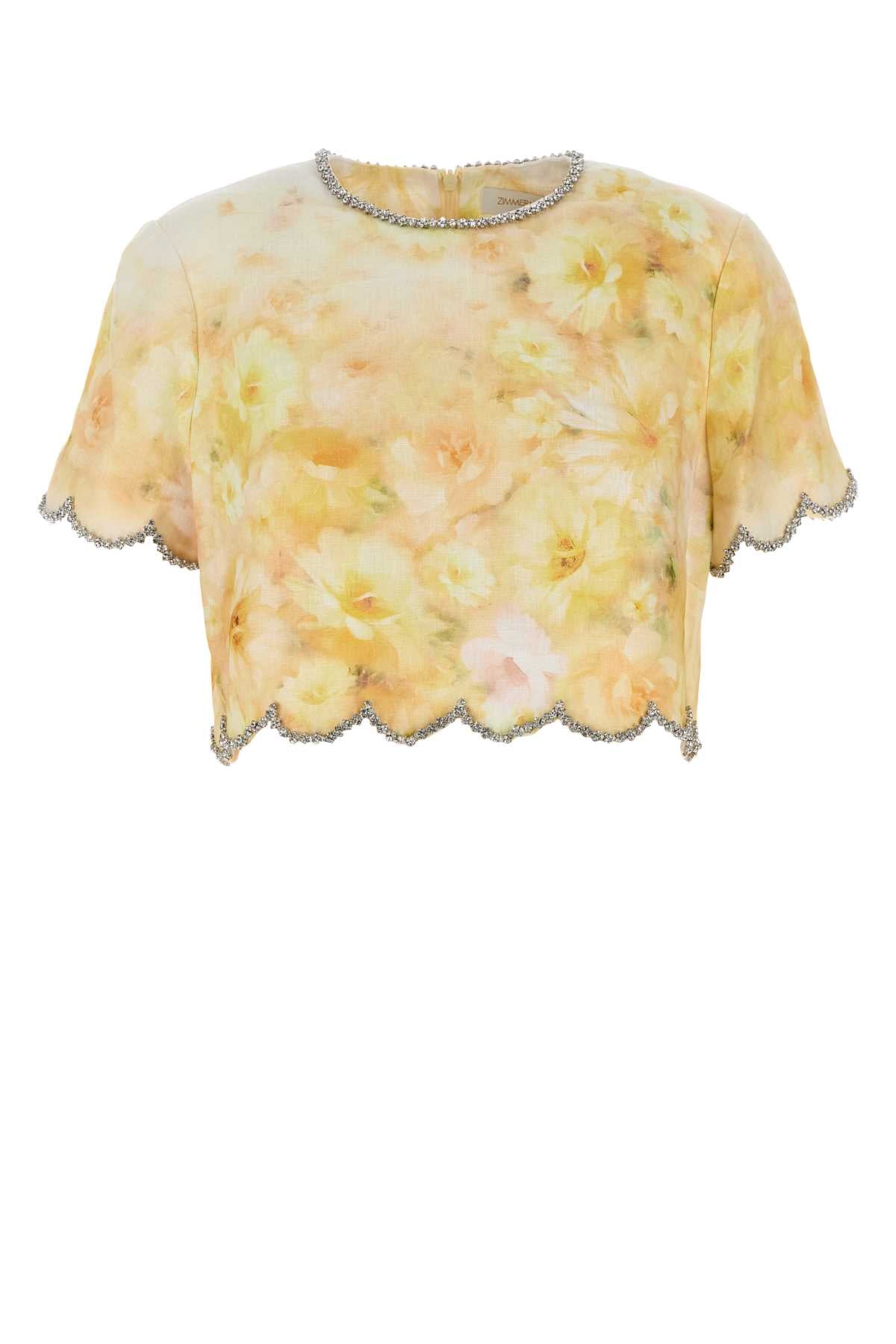 ZIMMERMANN Crush Mini Floral Linen Top