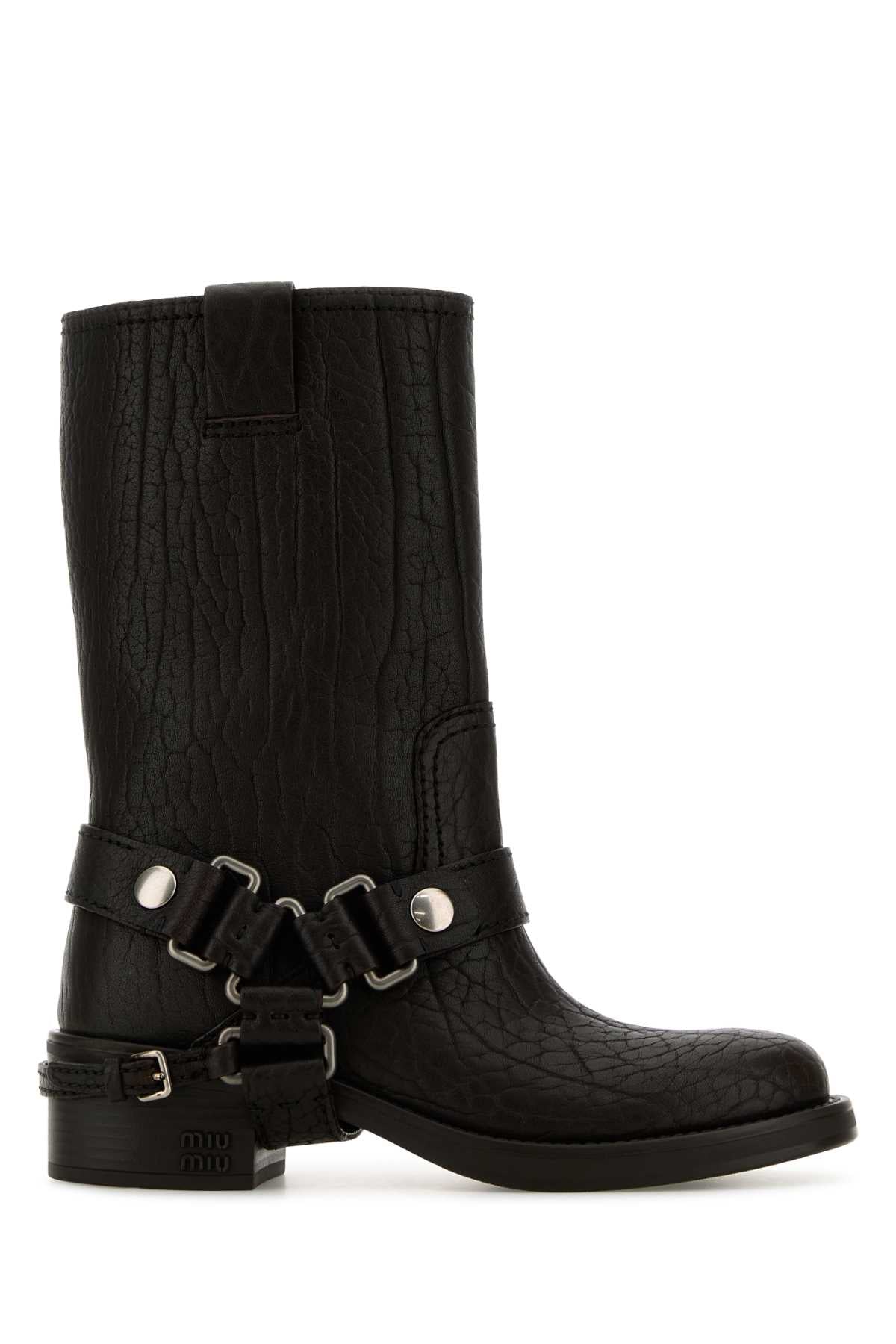 MIU MIU Women's Leather Ankle Boots - FW25 Collection