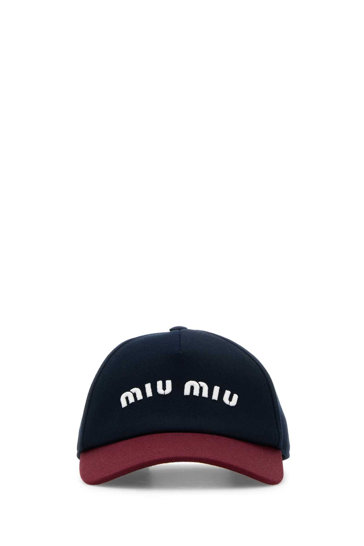 MIU MIU Two-tone Cotton Mini Baseball Cap