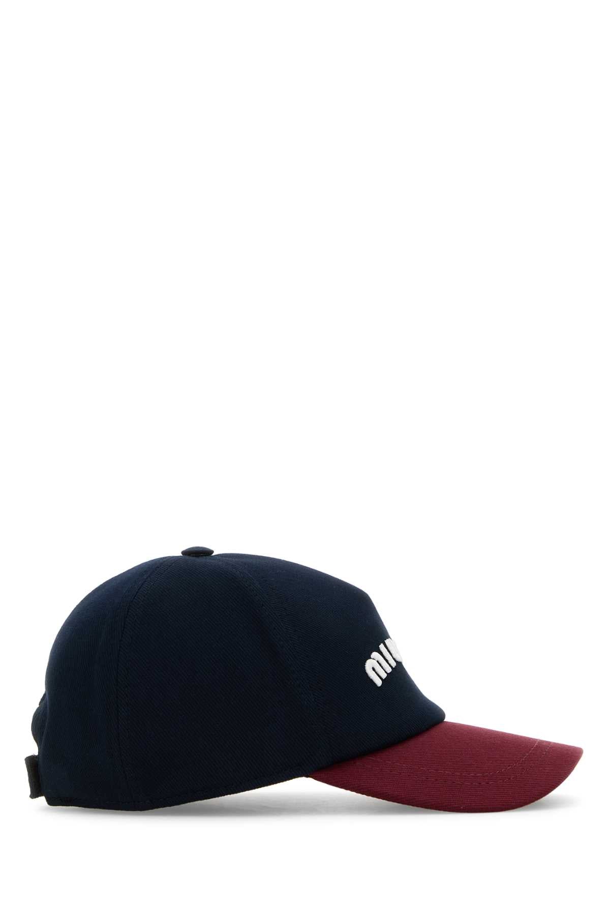 MIU MIU Two-tone Cotton Mini Baseball Cap