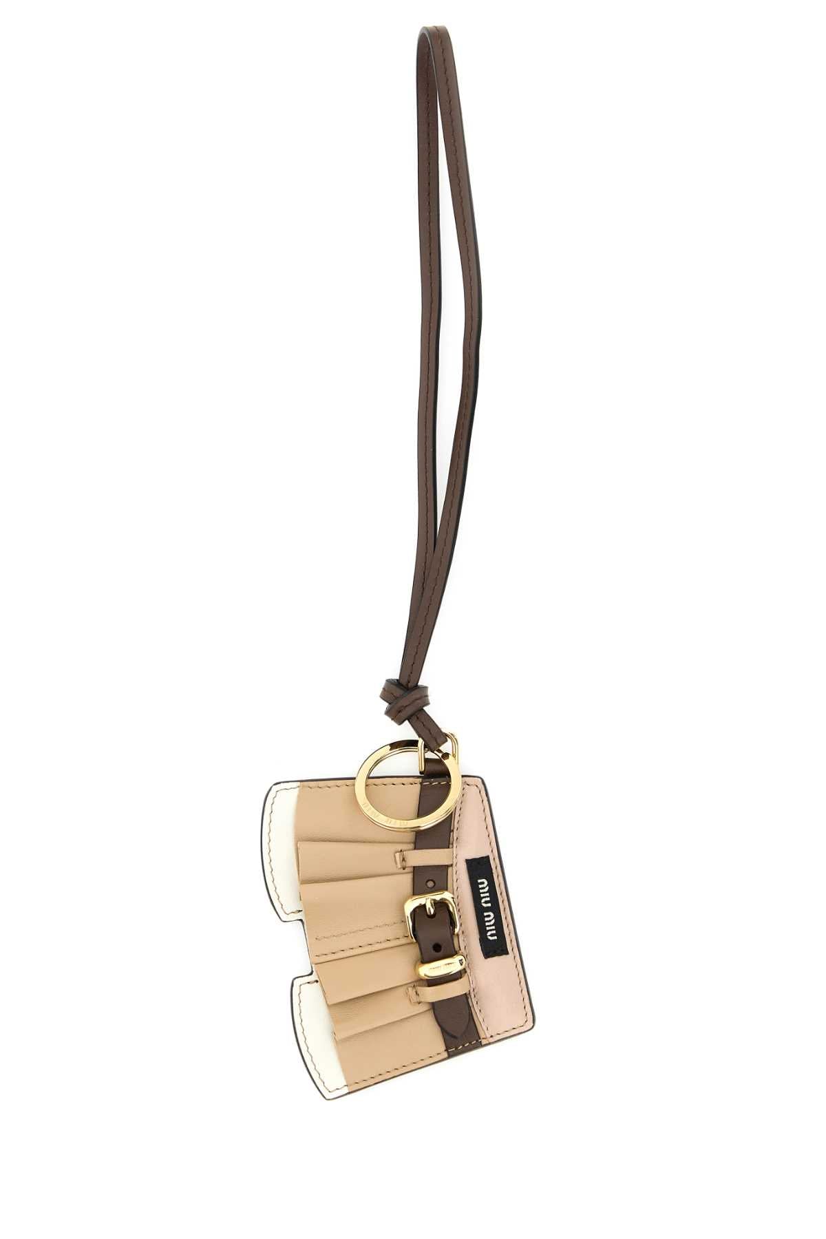 MIU MIU Mini Leather Keyring - 10 cm x 6 cm