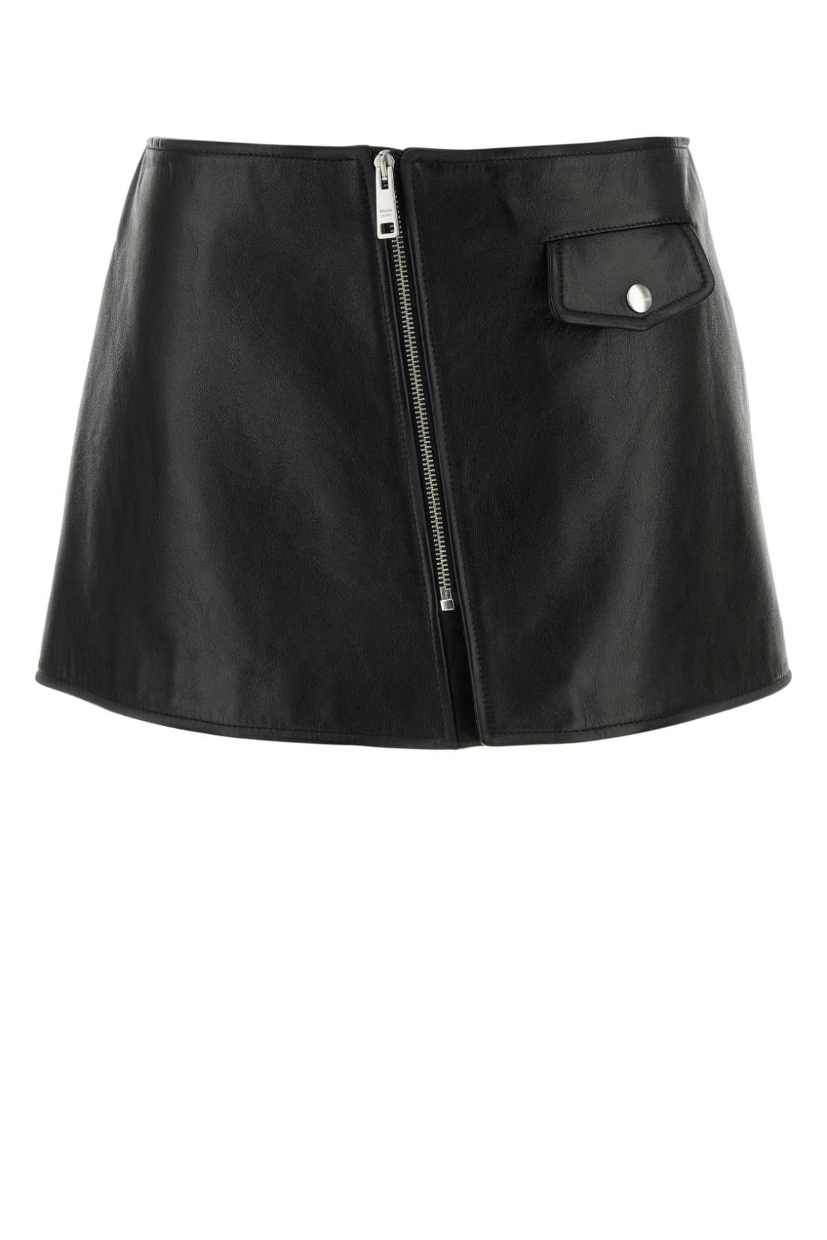 PRADA Chic Leather Mini Skirt for Women - Perfect for Every Season