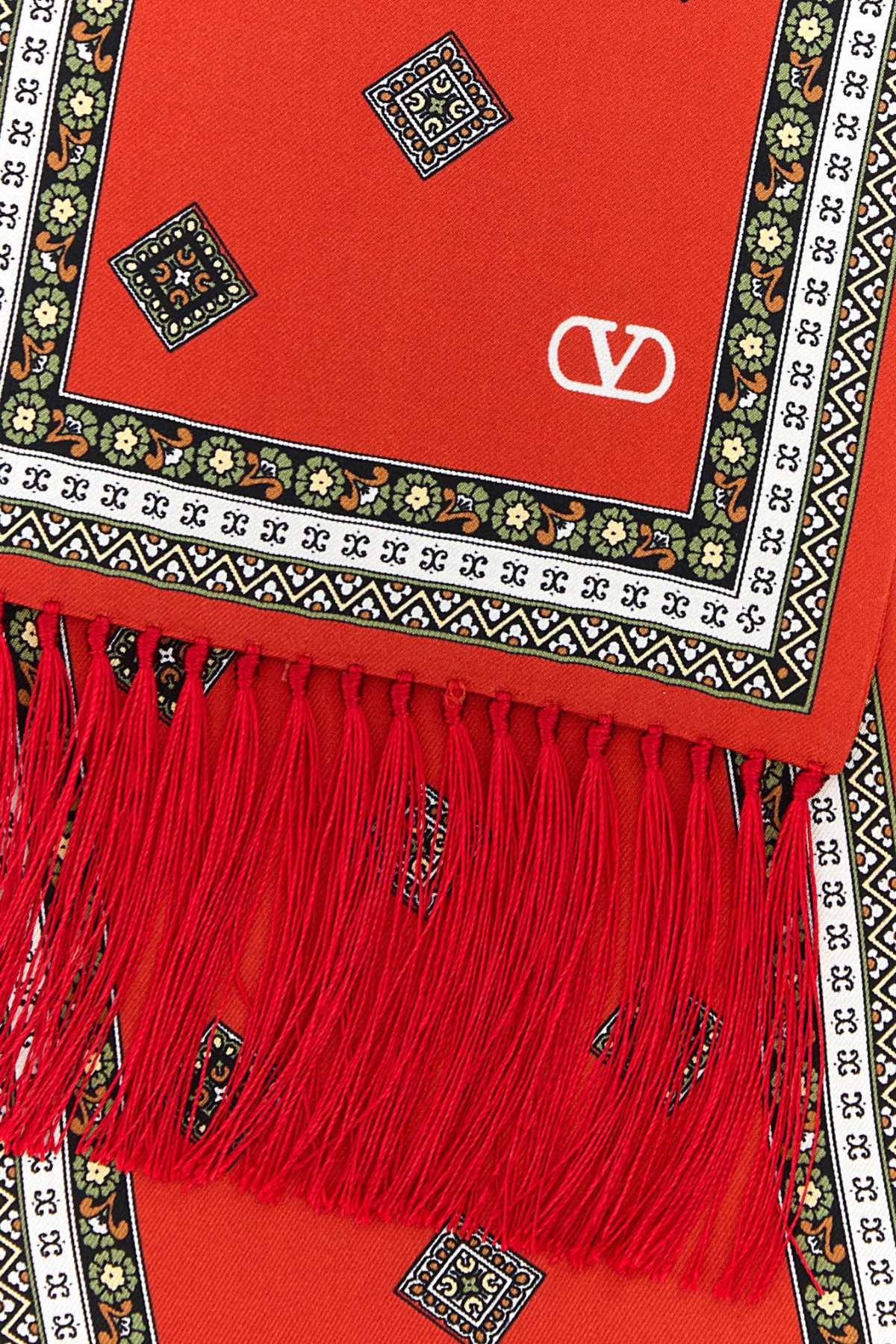 VALENTINO GARAVANI Printed Silk Bandeaux Chamber Foulard - 180 cm x 15 cm