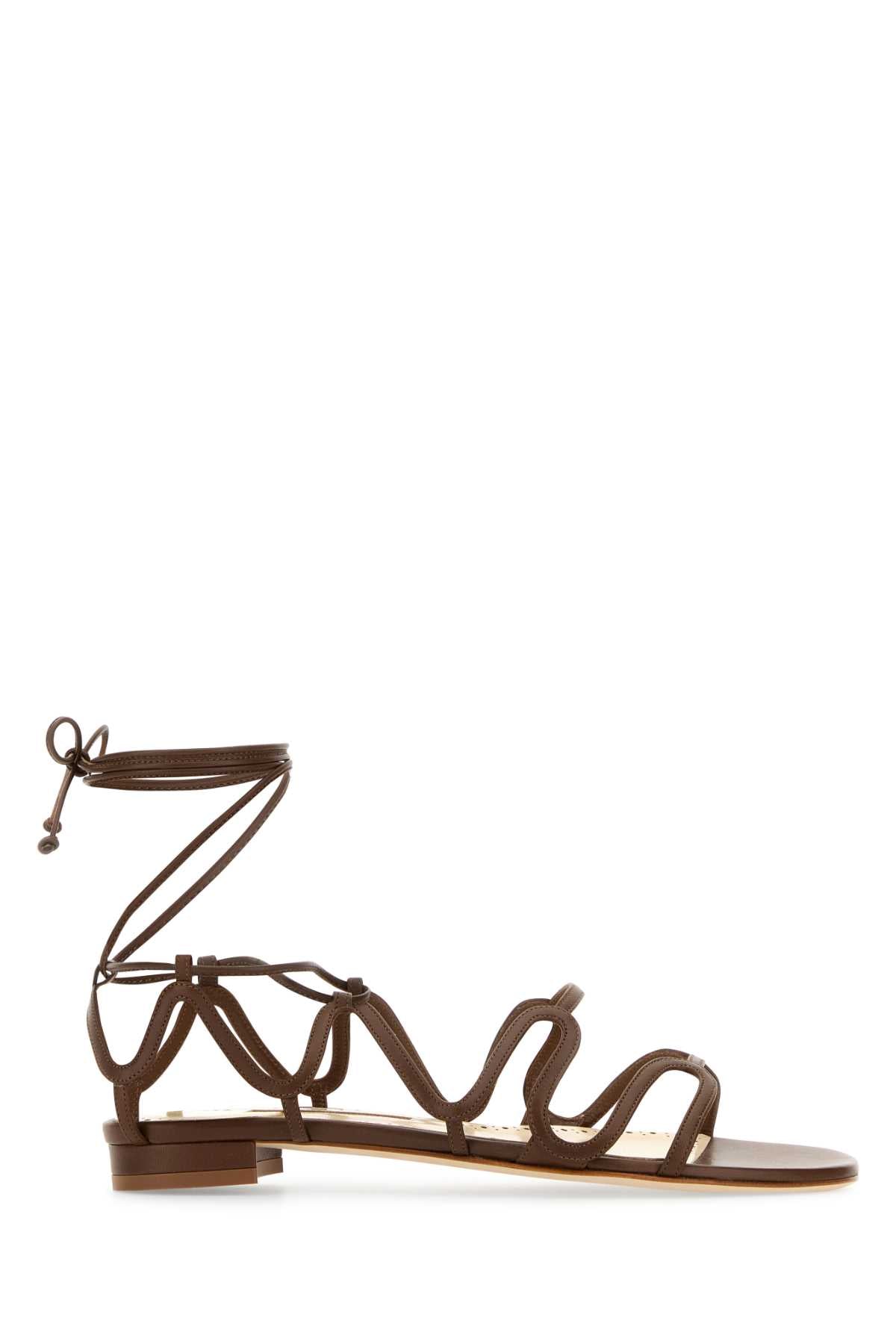 MANOLO BLAHNIK Elegant Leather Fawda Sandals