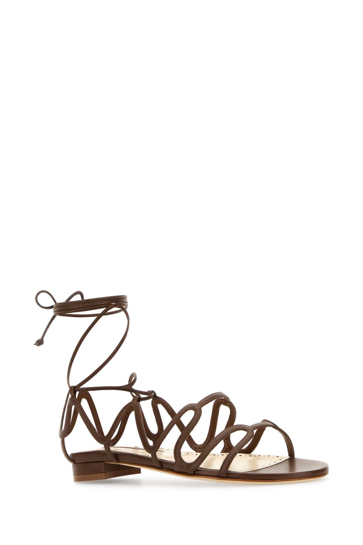 MANOLO BLAHNIK Elegant Leather Fawda Sandals