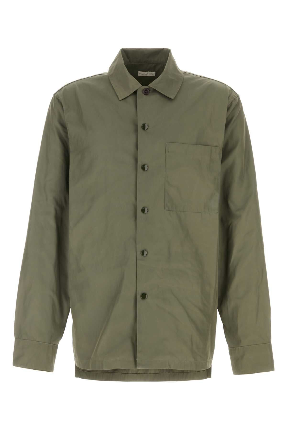 DRIES VAN NOTEN Army Green Polyester Mini Cornish Shirt for Men