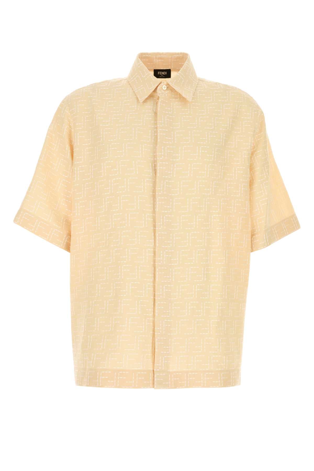 FENDI Linen Blend Short Sleeve Shirt for Men