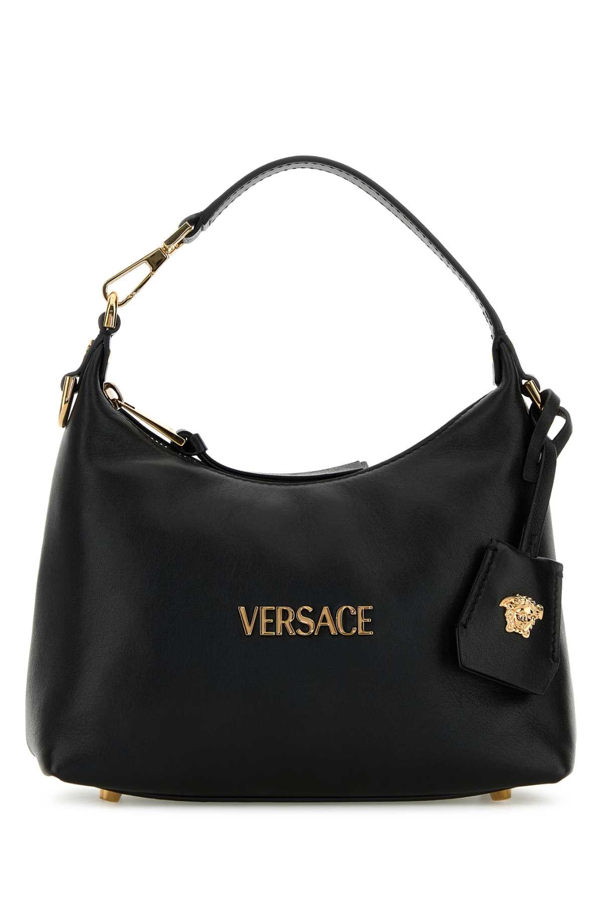 VERSACE Chic Mini Leather Hobo Handbag