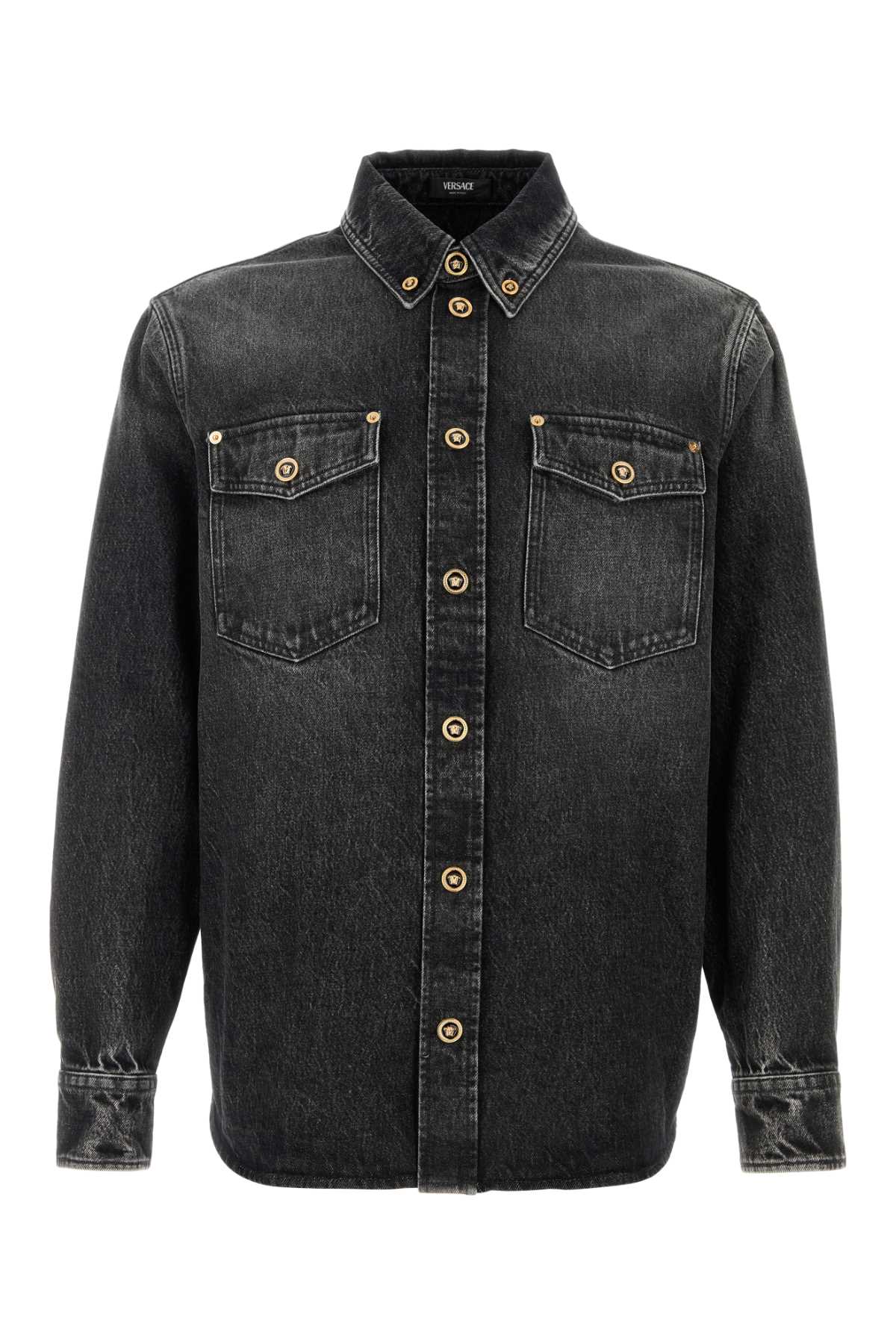 VERSACE Classic Black Denim Shirt for Men
