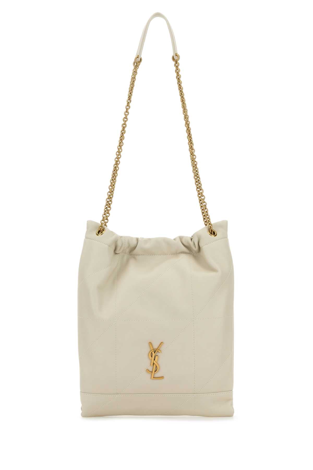 SAINT LAURENT Ivory Leather Pochon Mini Shoulder Handbag