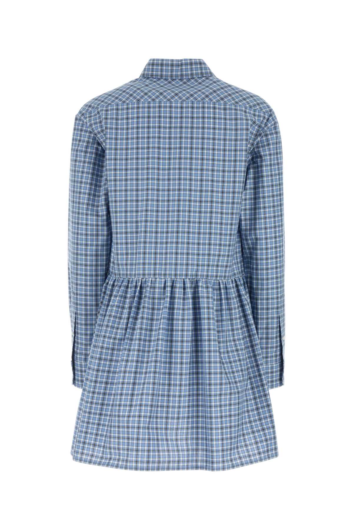MIU MIU Embroidered Cotton Mini Shirt Dress for Women