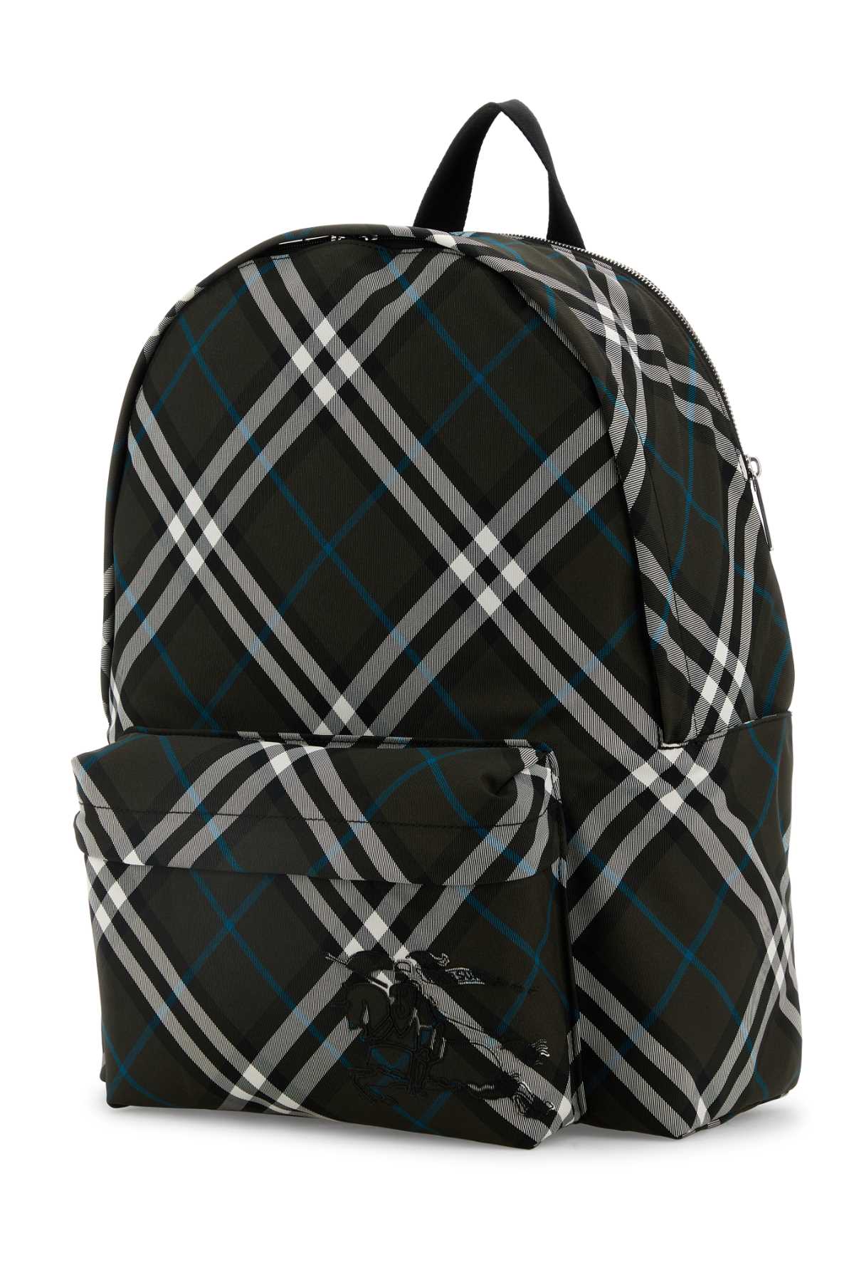 BURBERRY Check Pattern Embroidered Fabric Backpack - 35 cm x 41 cm x 14 cm