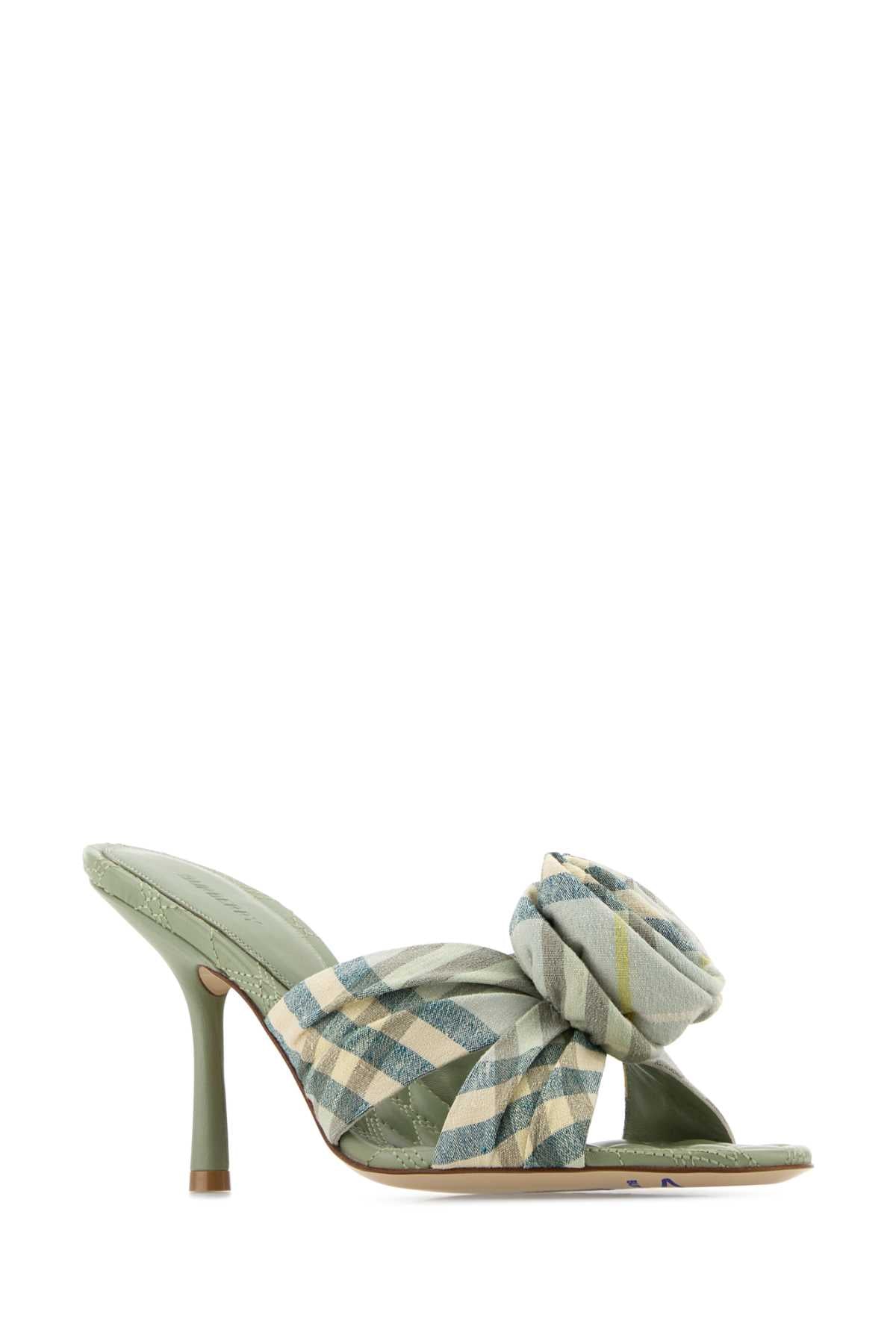 BURBERRY Embroidered Fabric Mews Flat 9 cm Heel - Women's Sandals