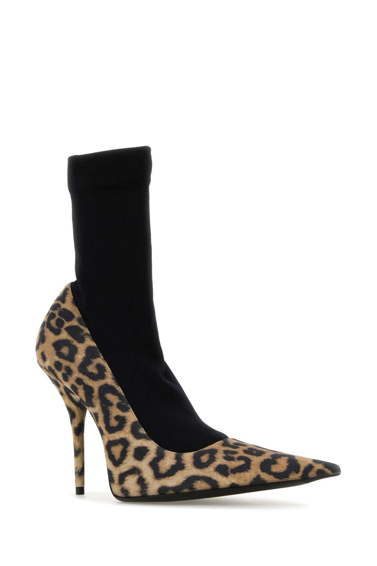 BALENCIAGA Animal Print Suede Avenue Sock Pumps - 11 cm Heel