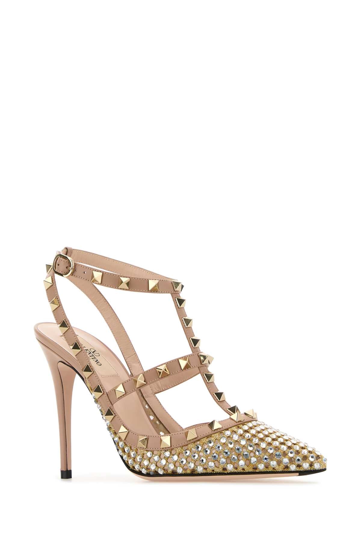 VALENTINO GARAVANI Embellished Mesh Rockstud Pumps - 10 cm Heel Height