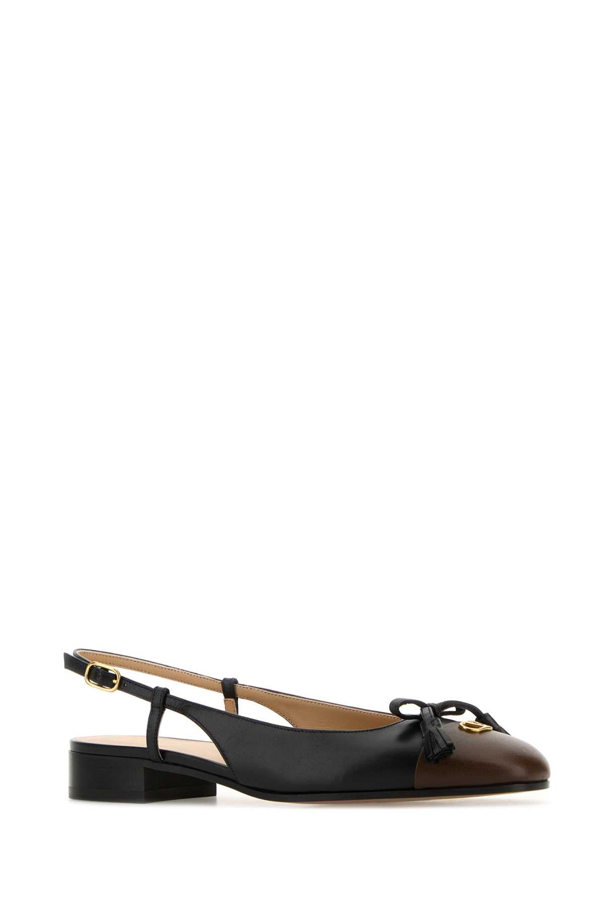 VALENTINO GARAVANI Two-tone Leather Valet Du Roe Ballerinas