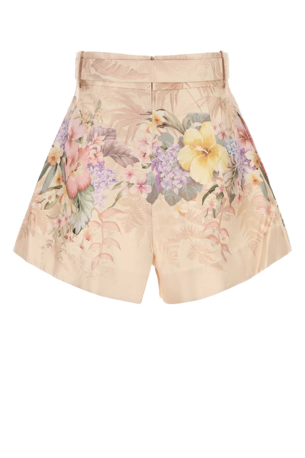 ZIMMERMANN Floral Print Silk Blend Mini Shorts