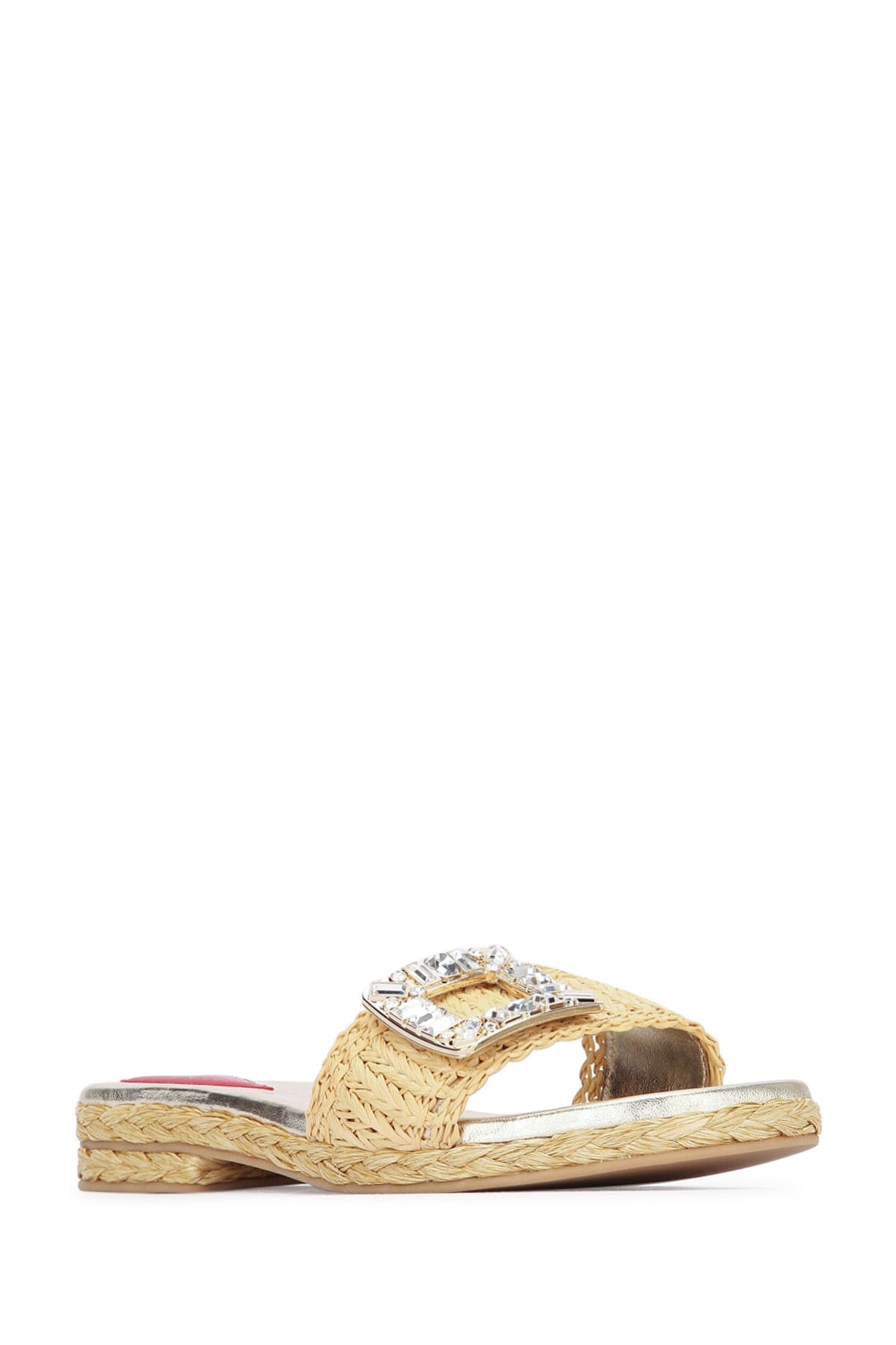 ROGER VIVIER Strass Buckle Raffia Espa Flat Sandals 25