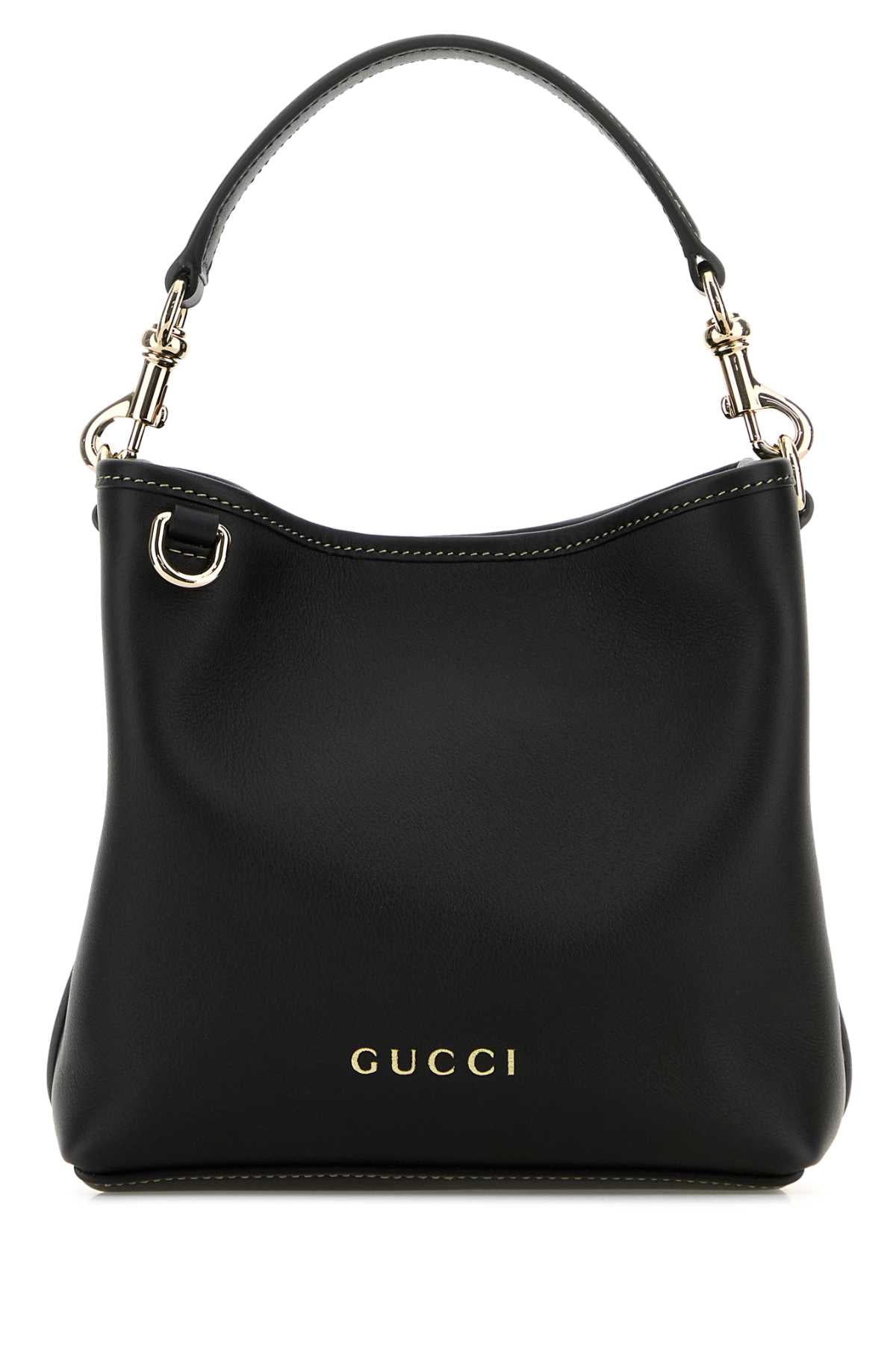 GUCCI Mini Leather GG Emblem Bucket Handbag