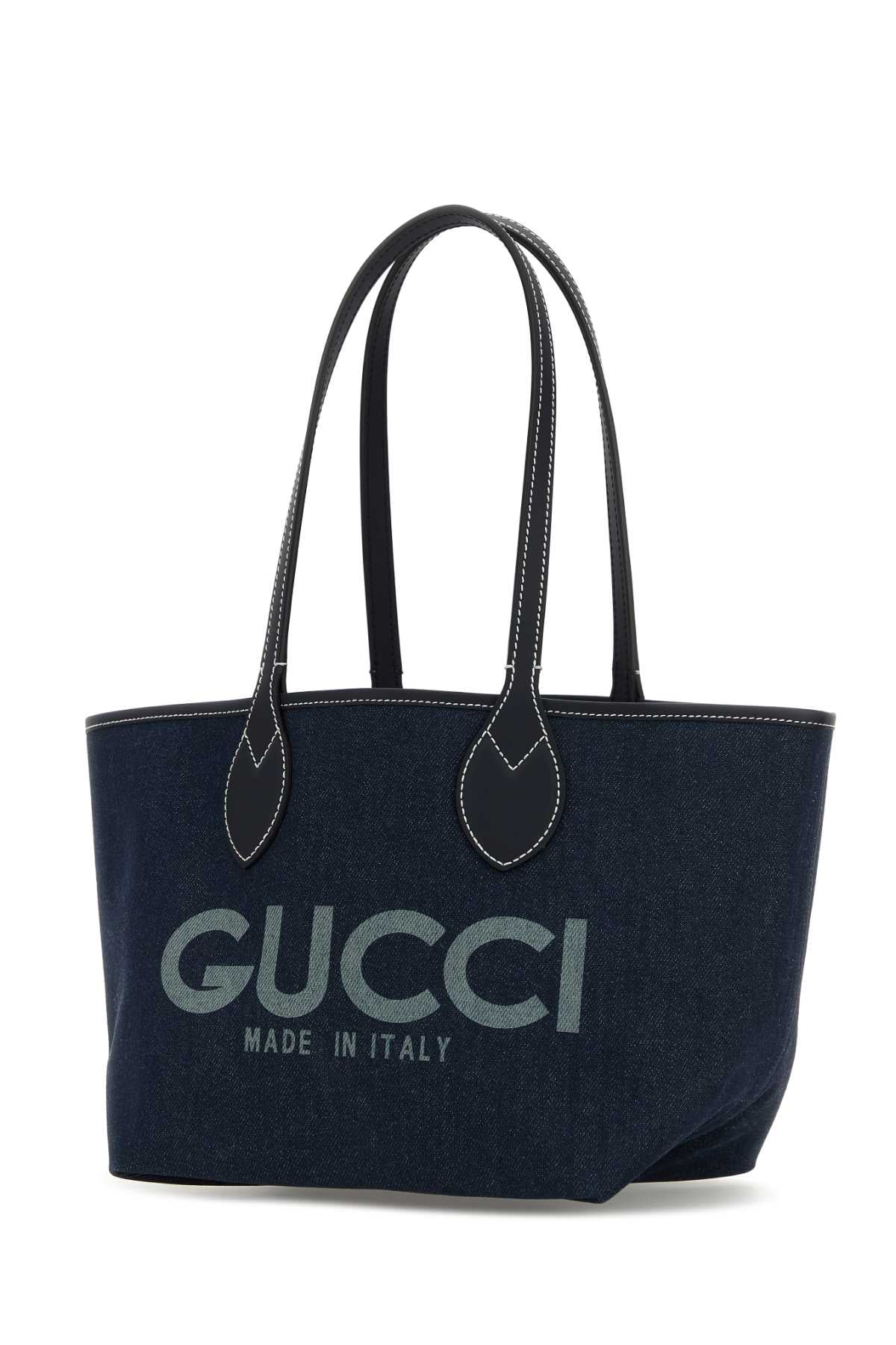 GUCCI Reversible Denim Totissima Mini Shopping Handbag