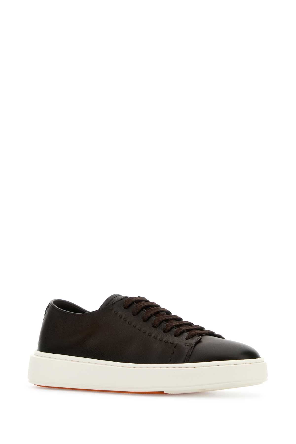 SANTONI Clean Leather Sneakers for Men
