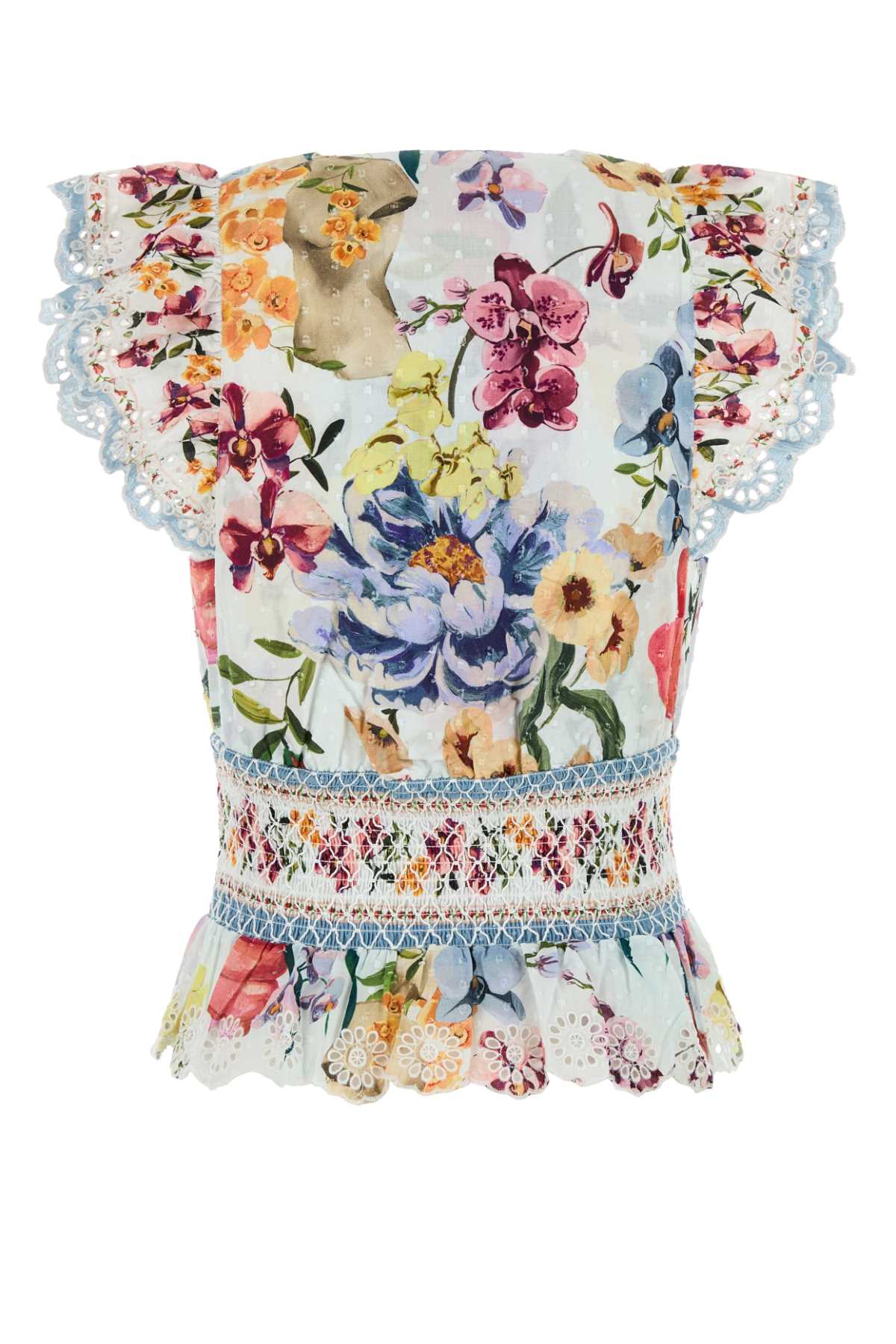 FARM RIO Floral Printed Cotton Blouse for Women