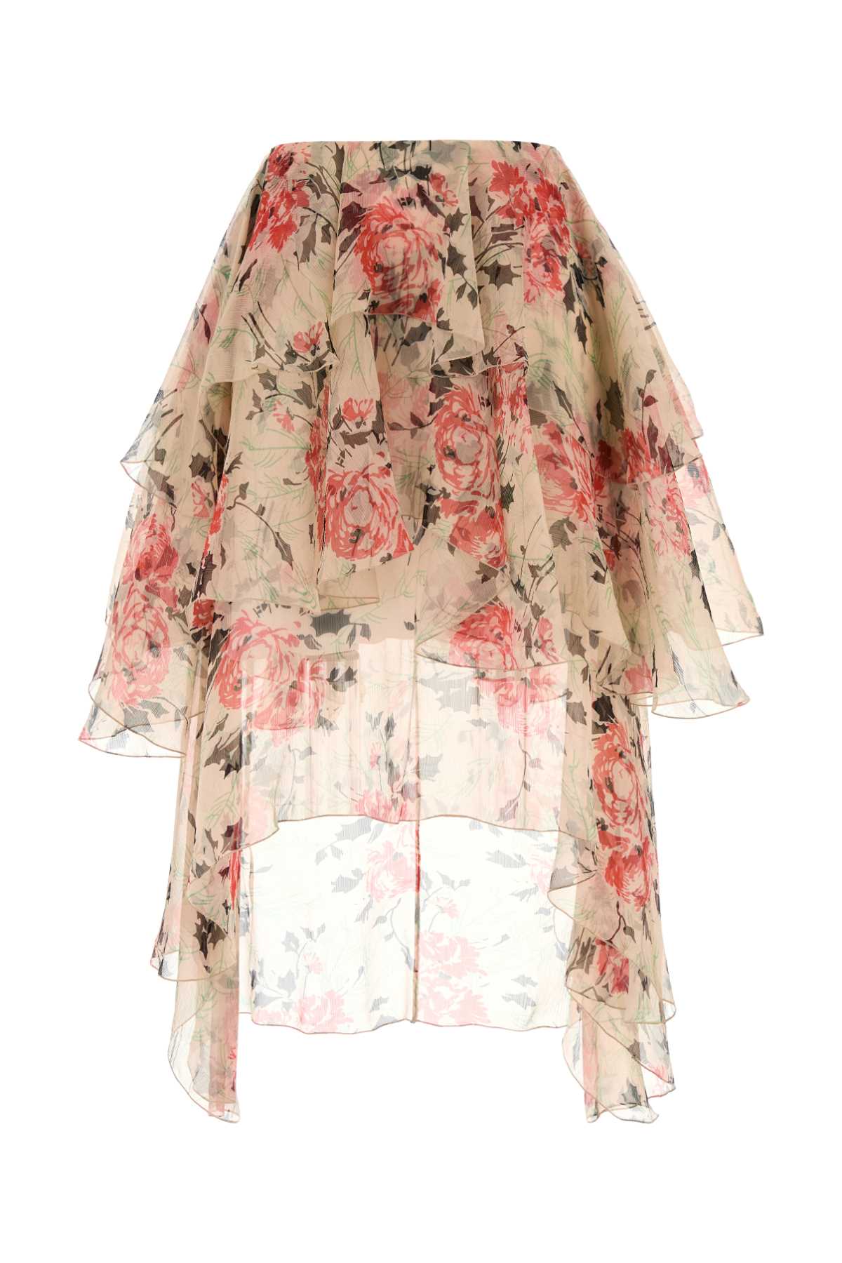 LOEWE Floral Printed Silk Mini Skirt