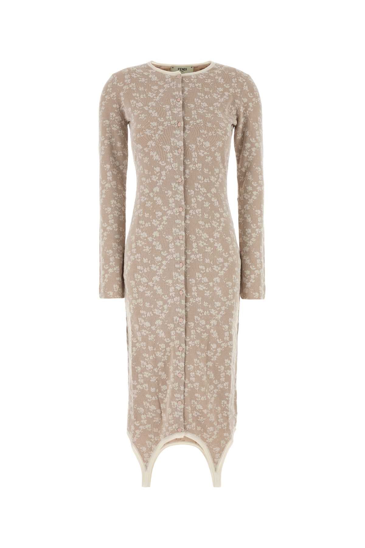 FENDI Embroidered Cotton Blend Mini Dress for Women