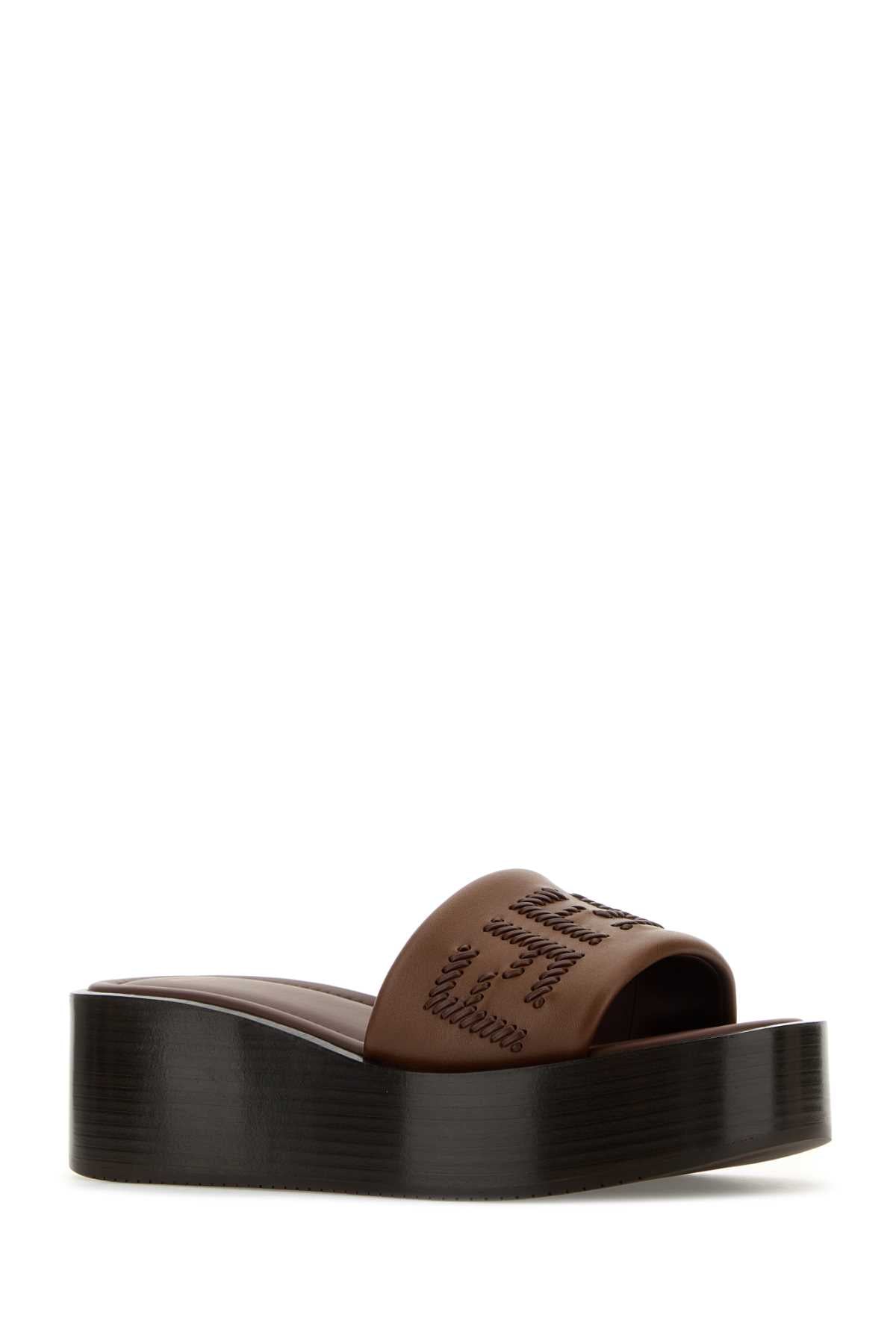 FENDI Stylish Leather Sunshine Slippers with 6 cm Platform Height