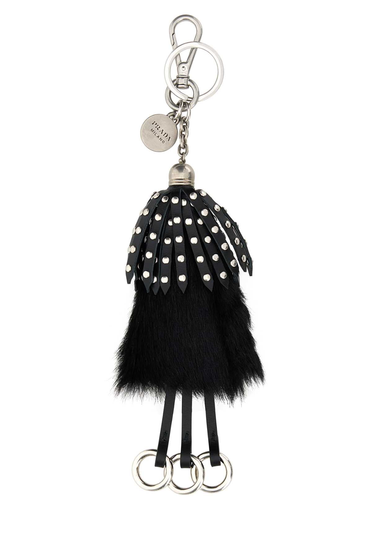 PRADA Elegant Mini 100% Leather Hair and Leather Keyring
