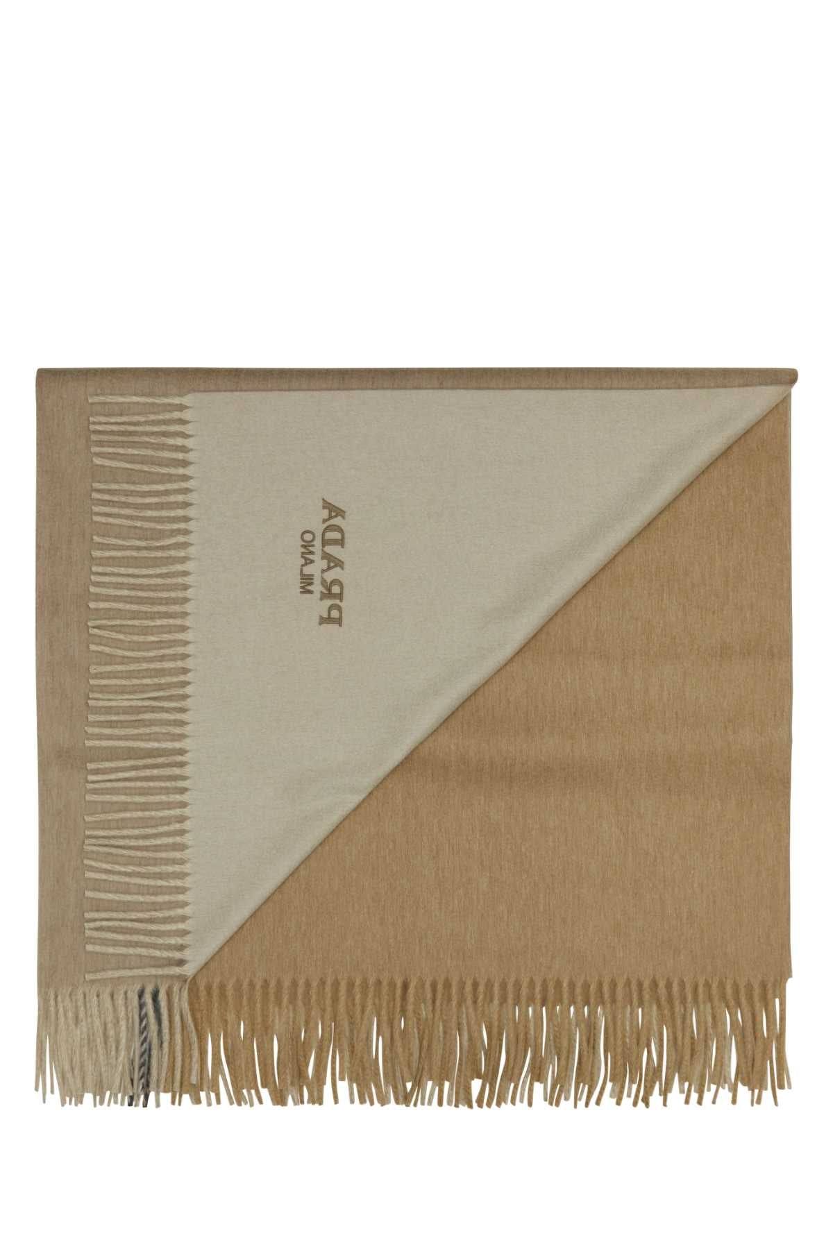 PRADA Two-Tone Cashmere Blend Blanket - 145x185 cm