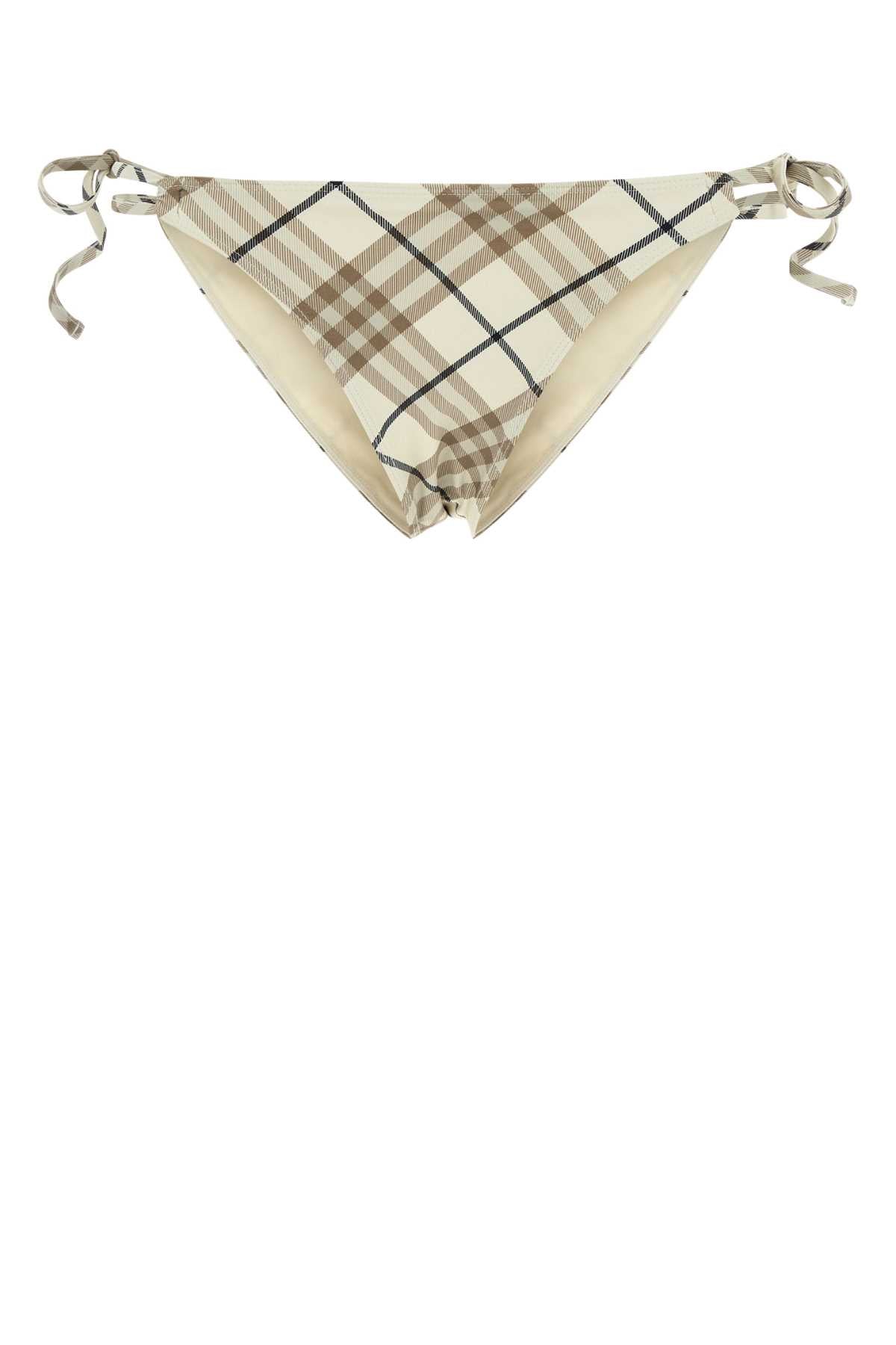 BURBERRY Checked Printed Stretch Nylon Bikini Bottom