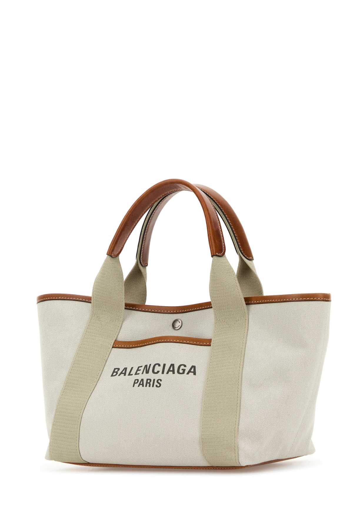 BALENCIAGA Mini Sand Canvas Small Biarritz Shopping Handbag