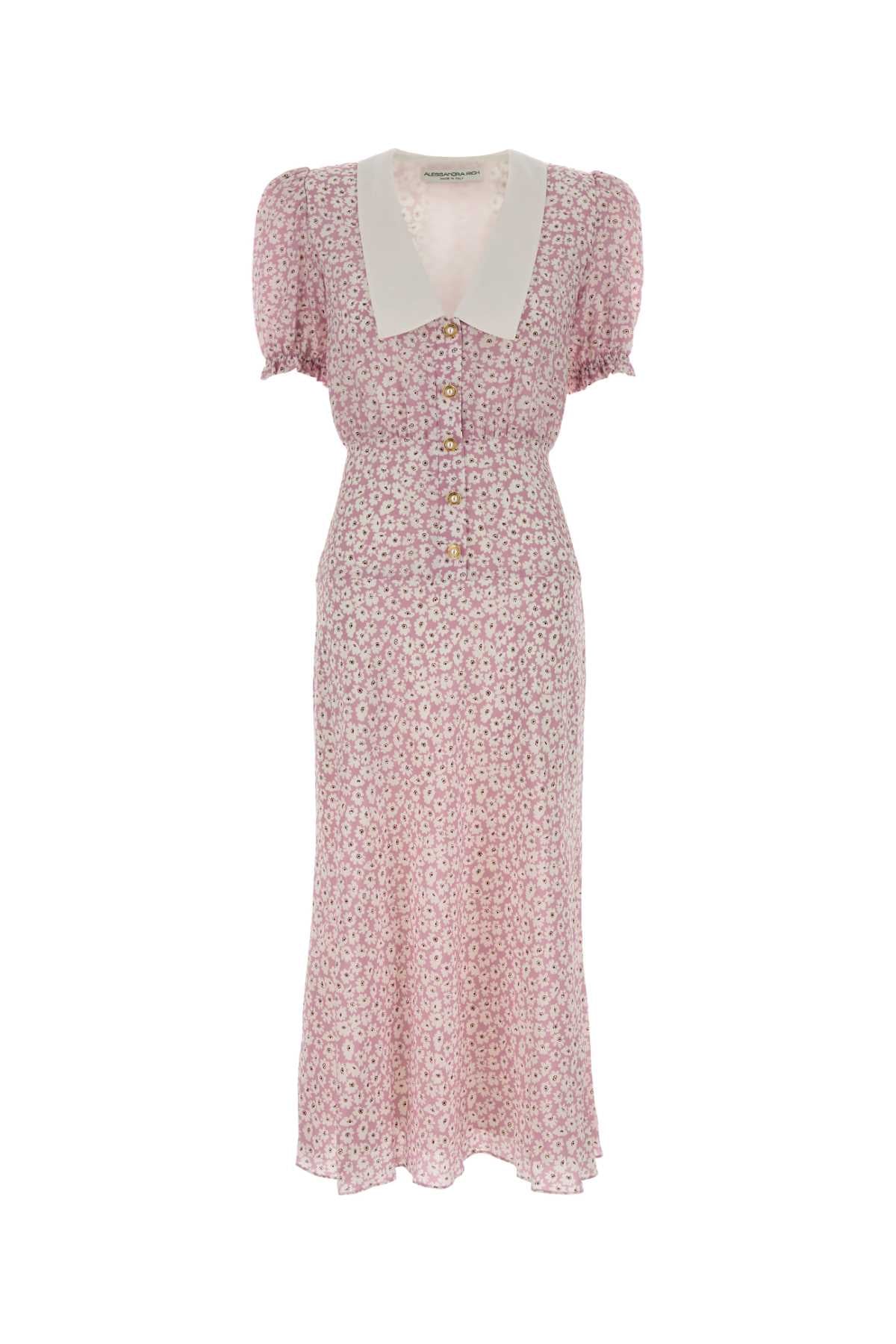 ALESSANDRA RICH Floral Printed Silk Mini Dress for Women